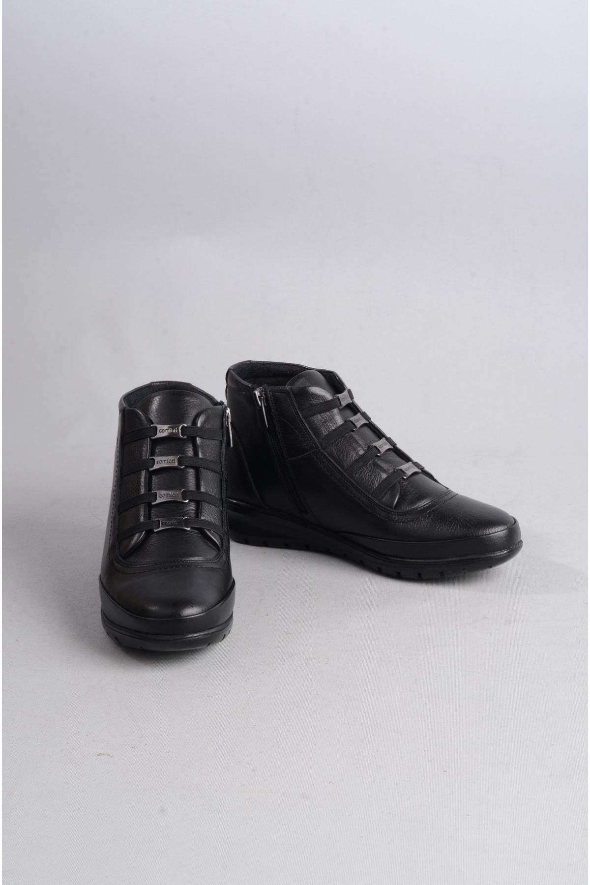 SEÇ 7119 HAKİKİ DERİ KADIN COMFORT BOT SİYAH