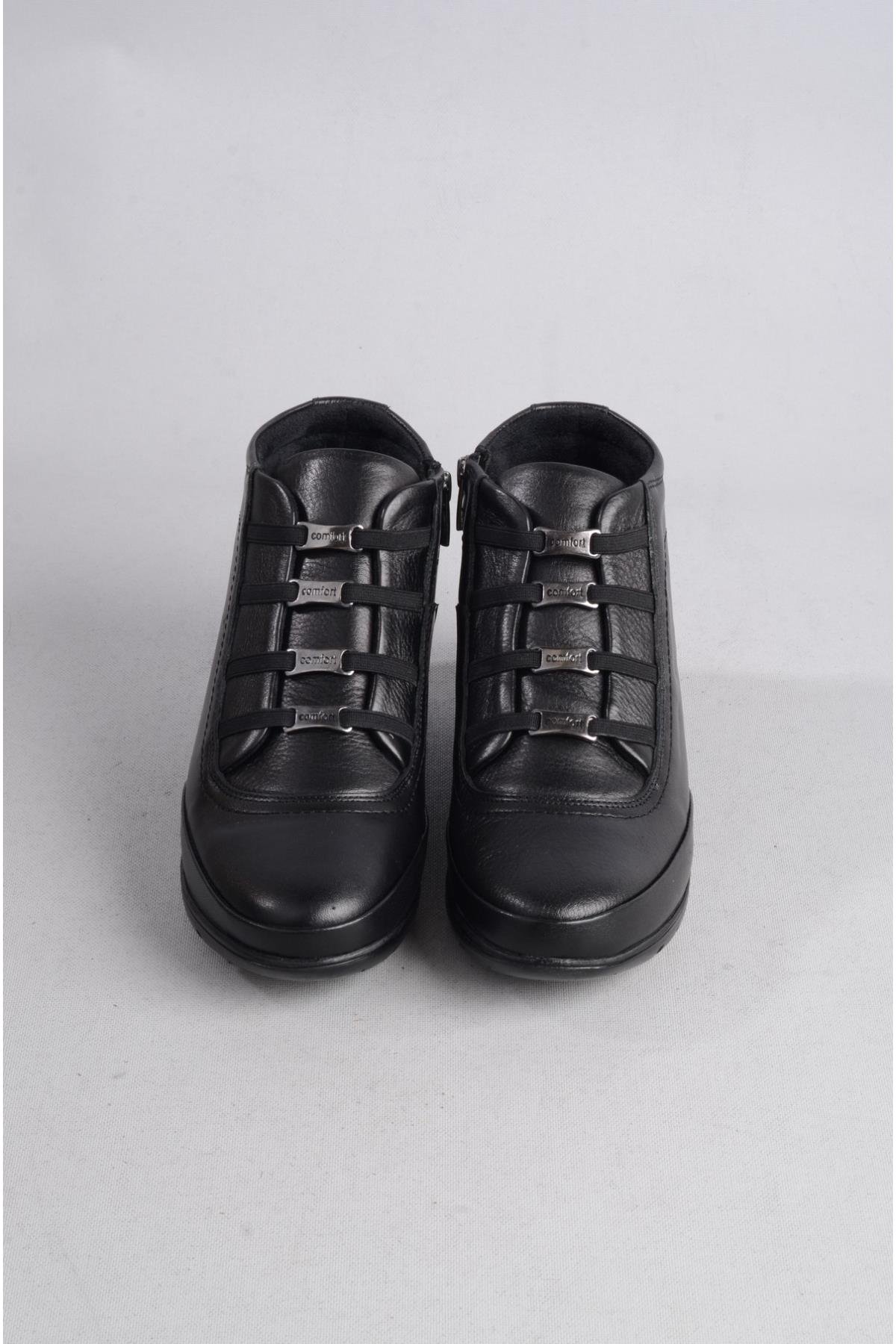 SEÇ 7119 HAKİKİ DERİ KADIN COMFORT BOT SİYAH