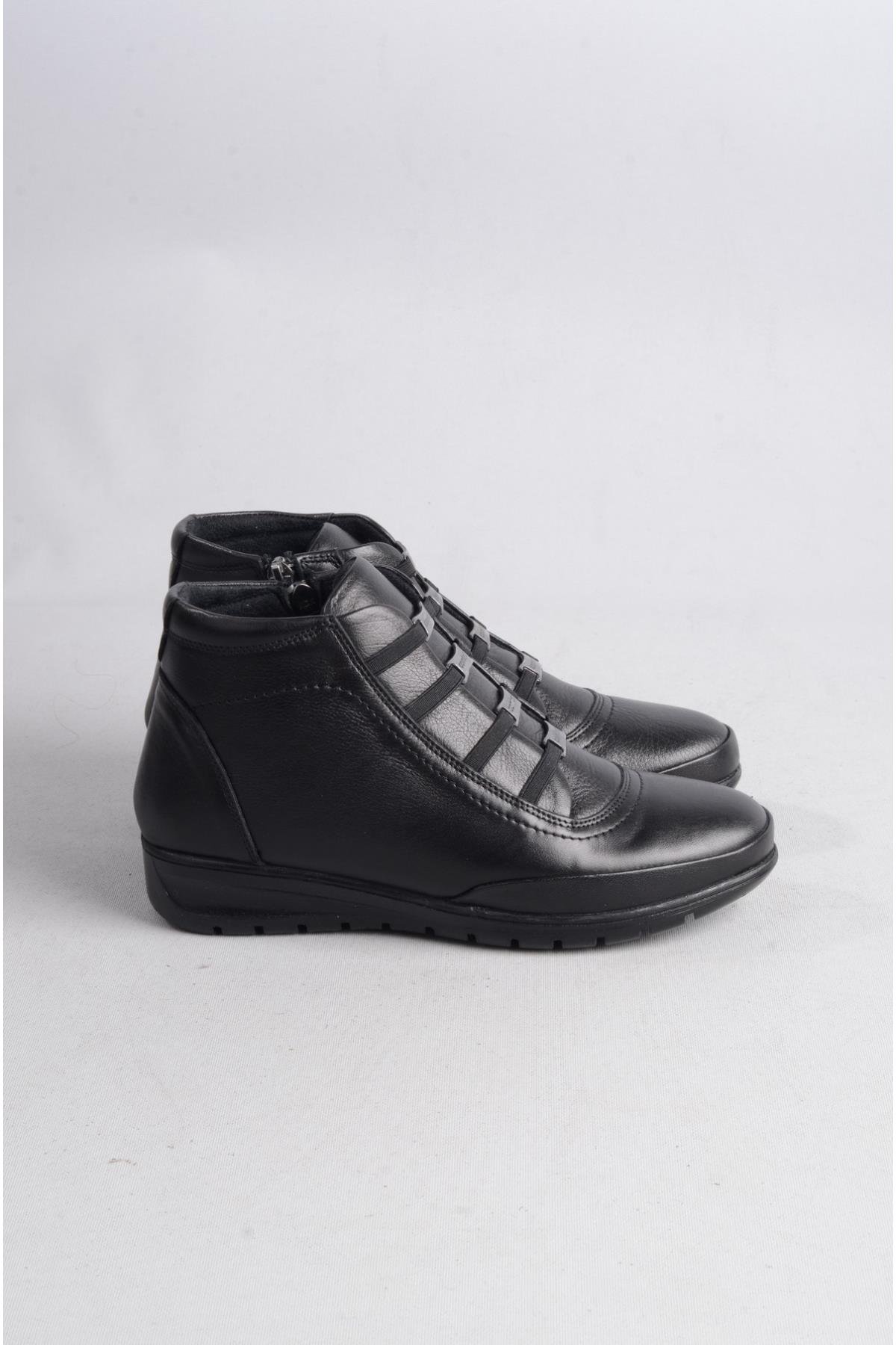 SEÇ 7119 HAKİKİ DERİ KADIN COMFORT BOT SİYAH