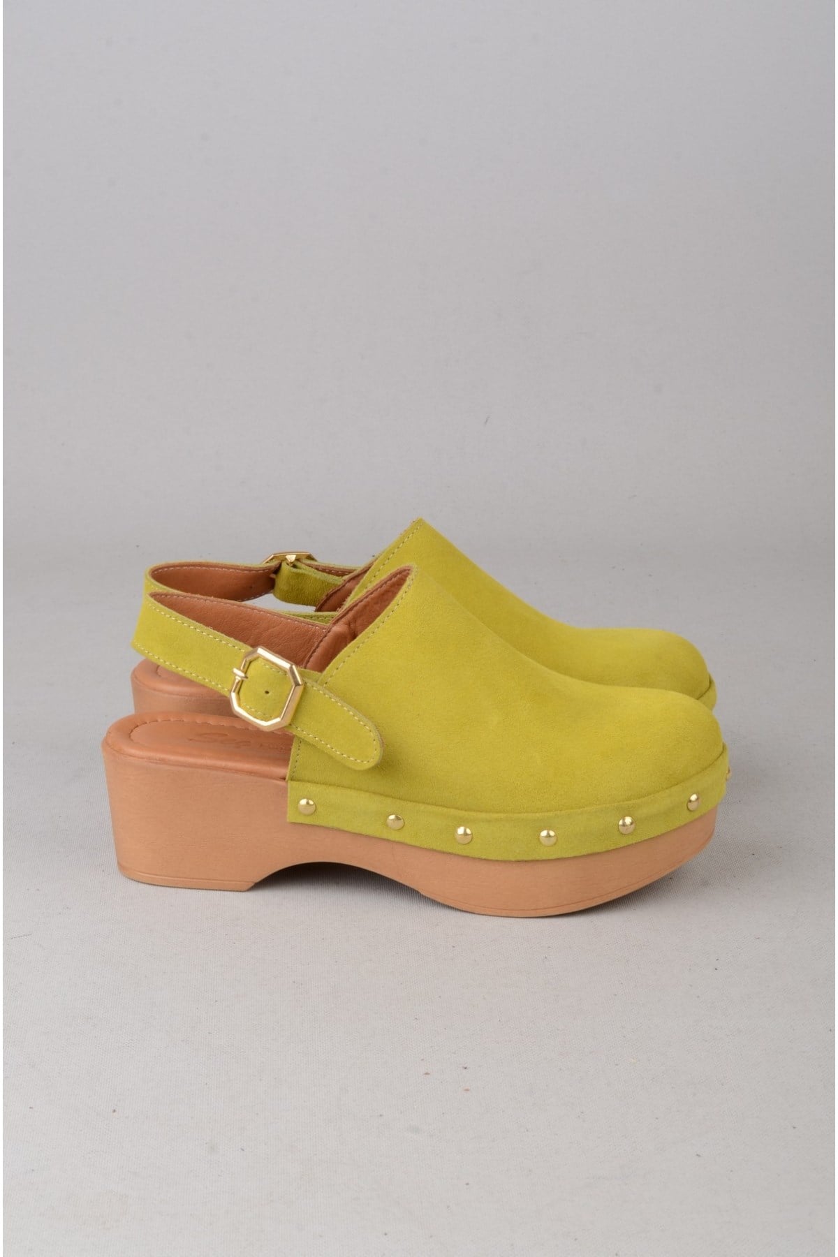SEÇ 7607 HAKİKİ DERİ TAKUNYA TERLİK (Topuk:5,5 cm) YEŞİL SÜET