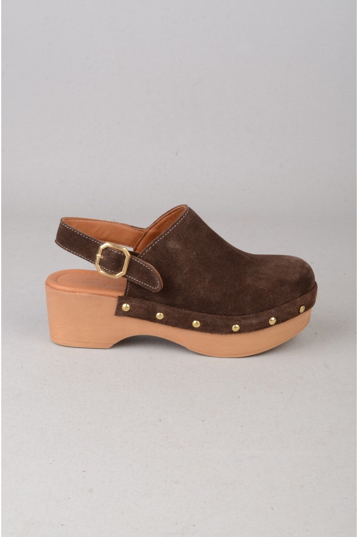SEÇ 7607 HAKİKİ DERİ TAKUNYA TERLİK (Topuk:5,5 cm) KAHVE SÜET