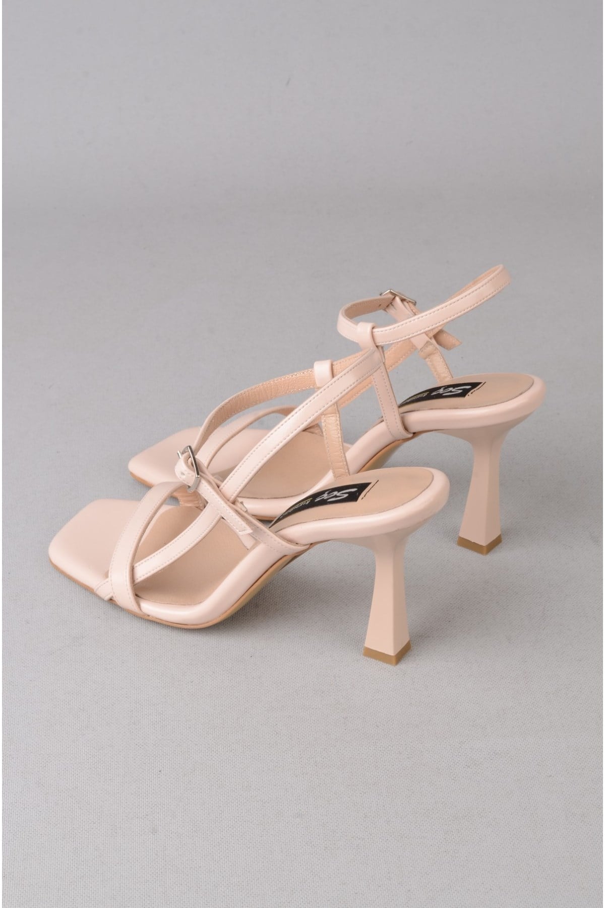 SEÇ 8569 BANTLI TOPUKLU AYAKKABI (Topuk Boyu: 9 cm) BEJ