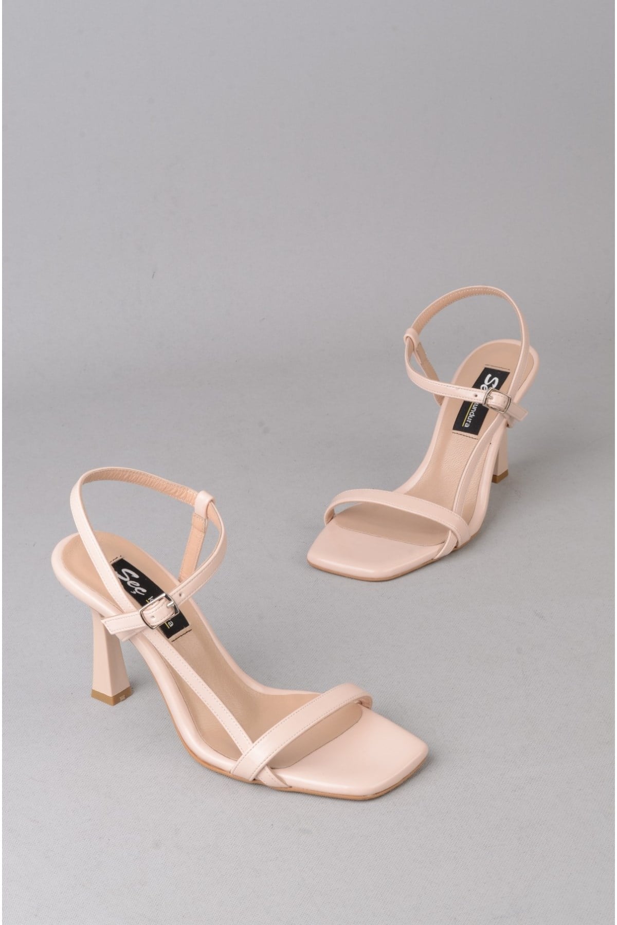 SEÇ 8569 BANTLI TOPUKLU AYAKKABI (Topuk Boyu: 9 cm) BEJ