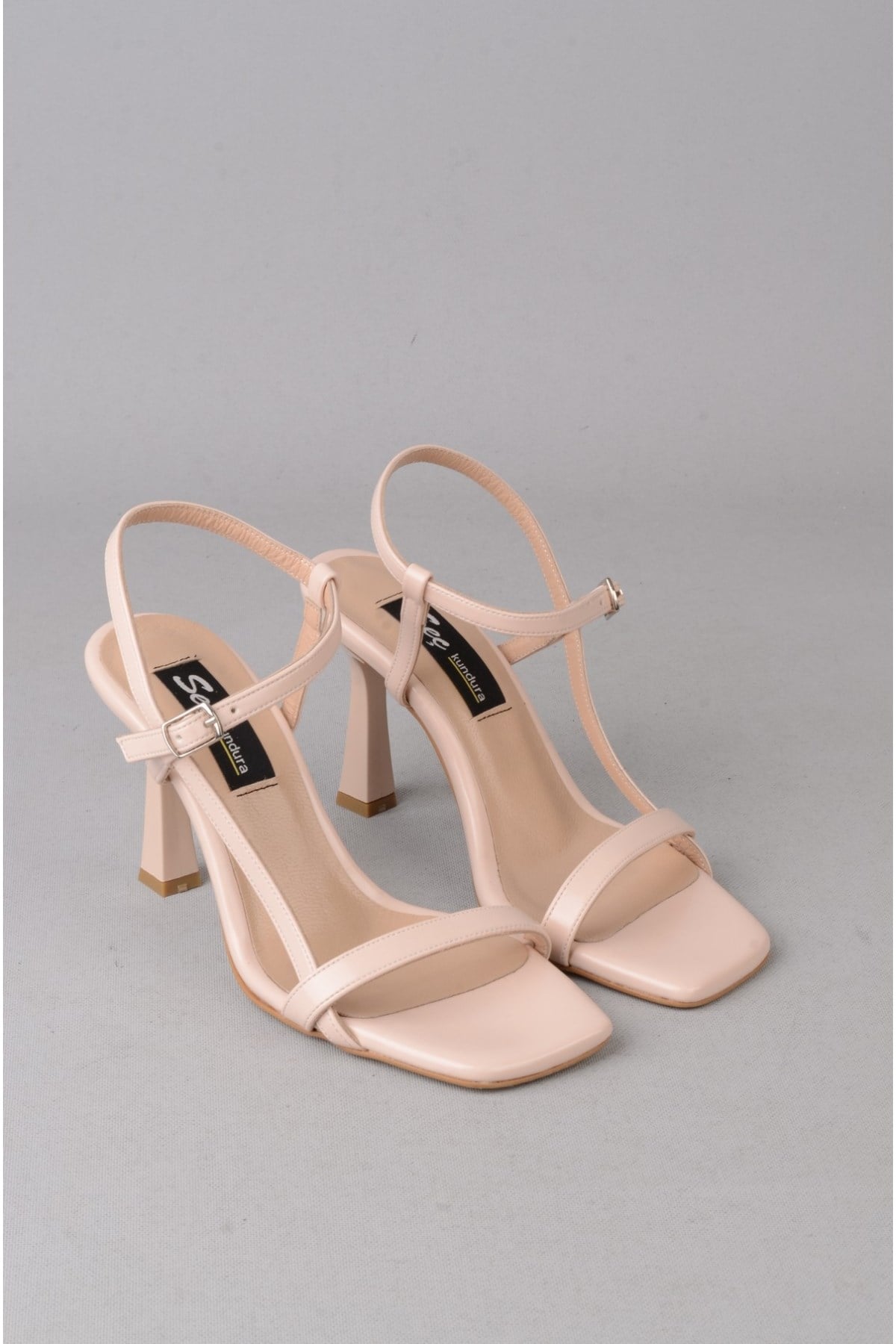 SEÇ 8569 BANTLI TOPUKLU AYAKKABI (Topuk Boyu: 9 cm) BEJ