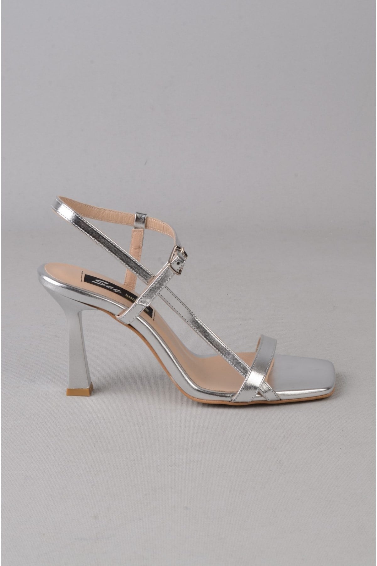 SEÇ 8569 BANTLI TOPUKLU AYAKKABI (Topuk Boyu: 9 cm) GÜMÜŞ