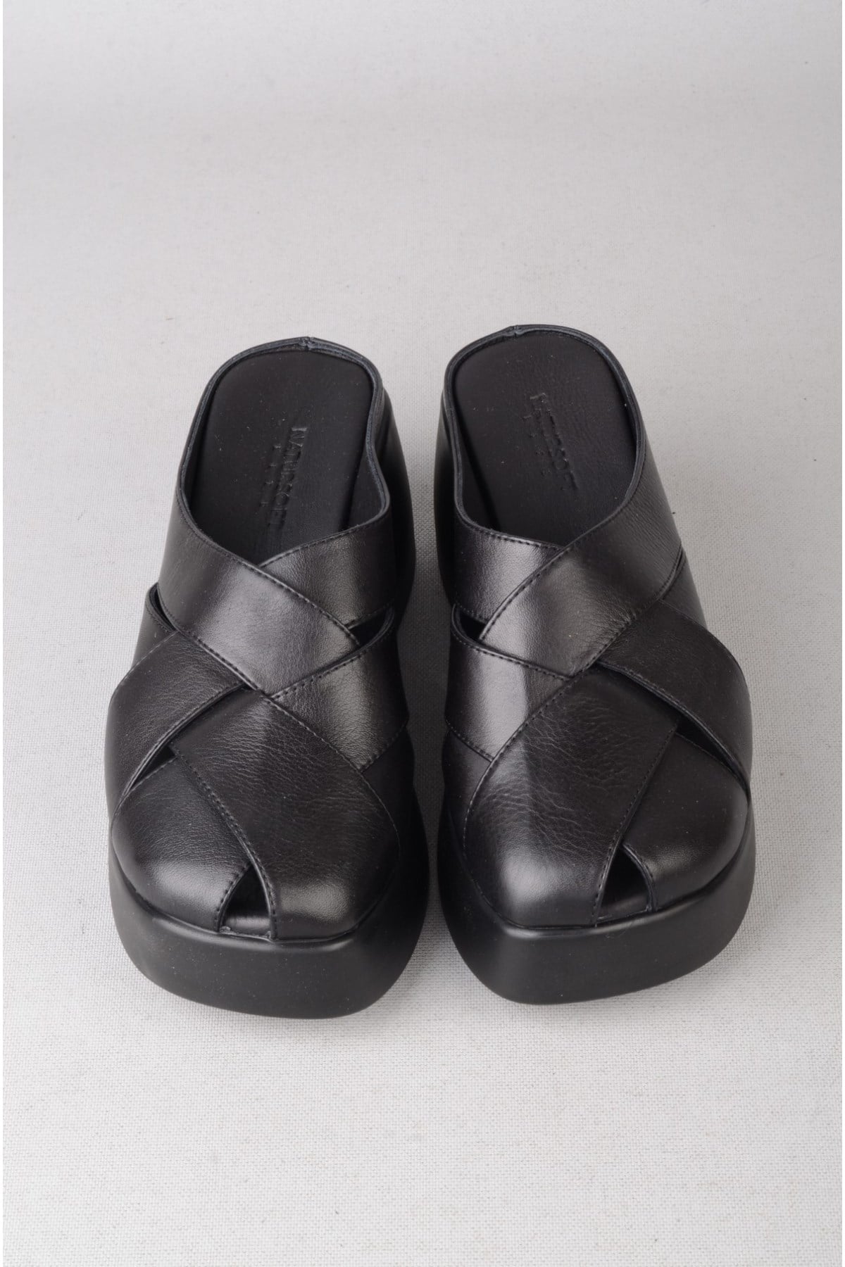 SEÇ 880016 HAKİKİ DERİ PLATFORM TOPUKLU KADIN TERLİK (Topuk Boyu:7cm) SİYAH