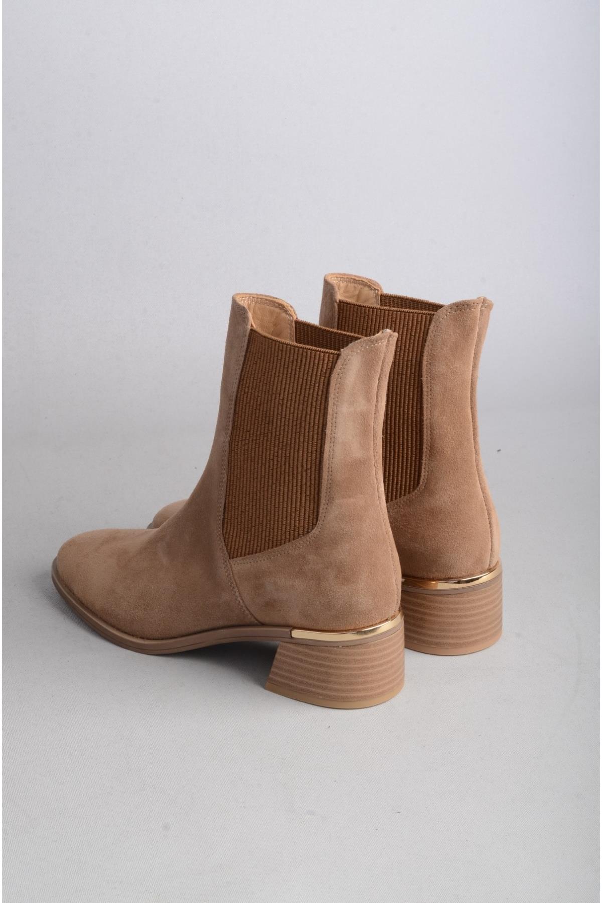 SEÇ 88113 HAKİKİ DERİ TOPUKLU KADIN BOT (4.5 cm) TARÇIN SÜET