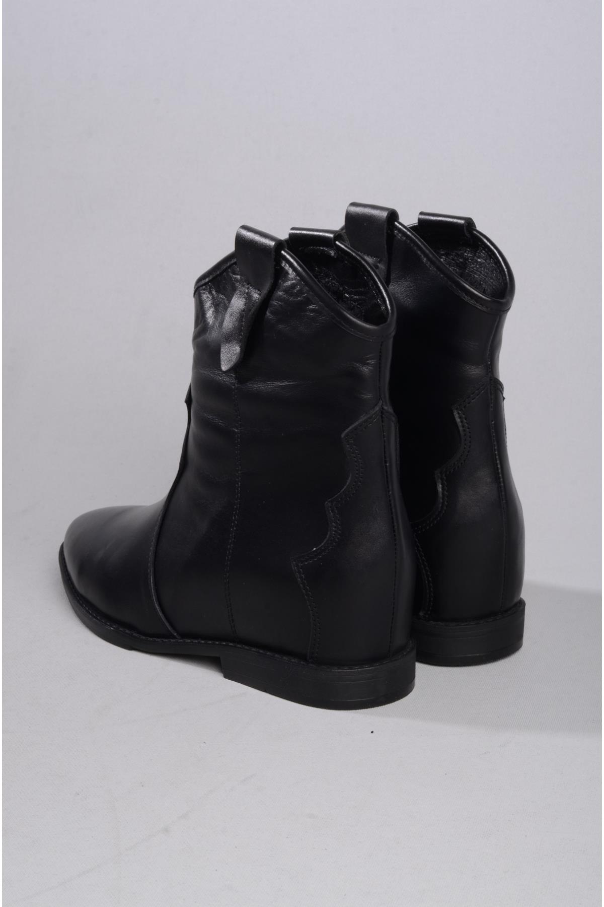SEÇ 88240 HAKİKİ DERİ GİZLİ DOLGU TOPUK KADIN BOT ( Topuk Boyu:7 cm ) SİYAH