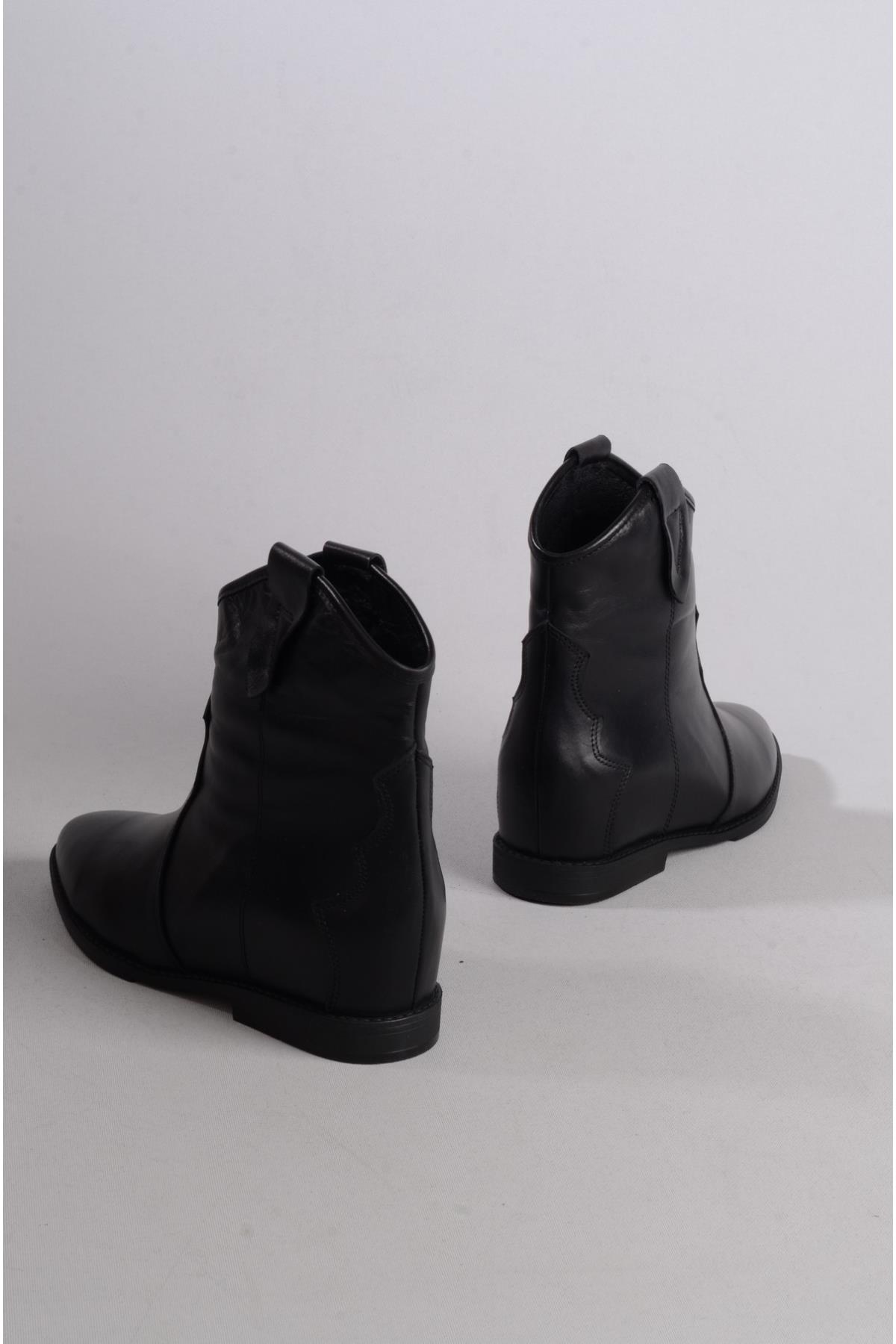 SEÇ 88240 HAKİKİ DERİ GİZLİ DOLGU TOPUK KADIN BOT ( Topuk Boyu:7 cm ) SİYAH