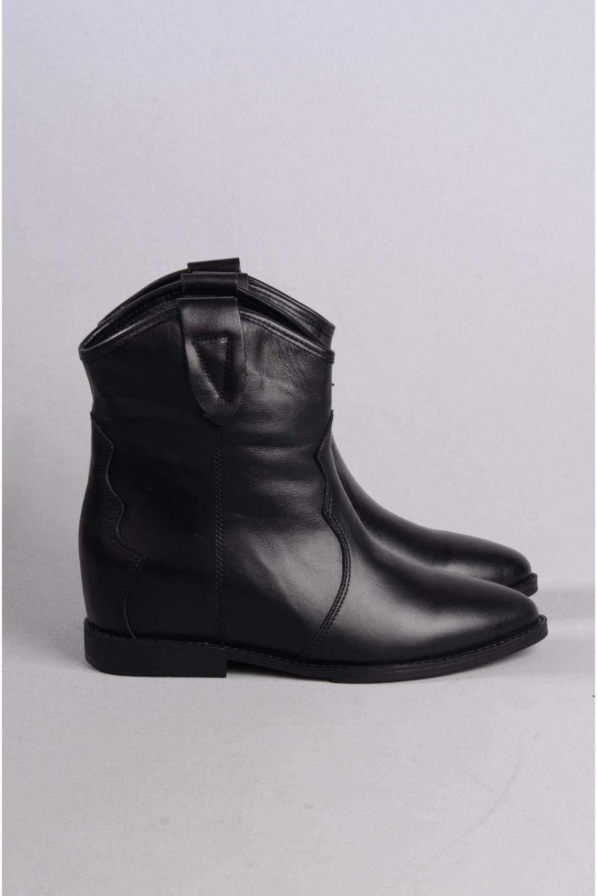 SEÇ 88240 HAKİKİ DERİ GİZLİ DOLGU TOPUK KADIN BOT ( Topuk Boyu:7 cm ) SİYAH