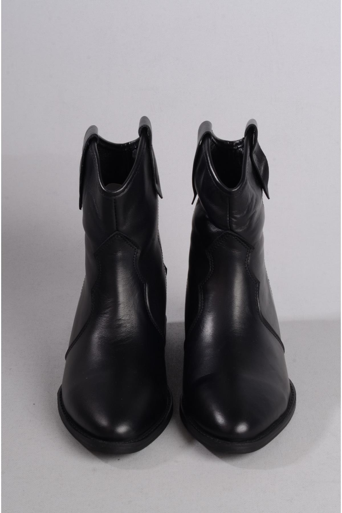 SEÇ 88240 HAKİKİ DERİ GİZLİ DOLGU TOPUK KADIN BOT ( Topuk Boyu:7 cm ) SİYAH