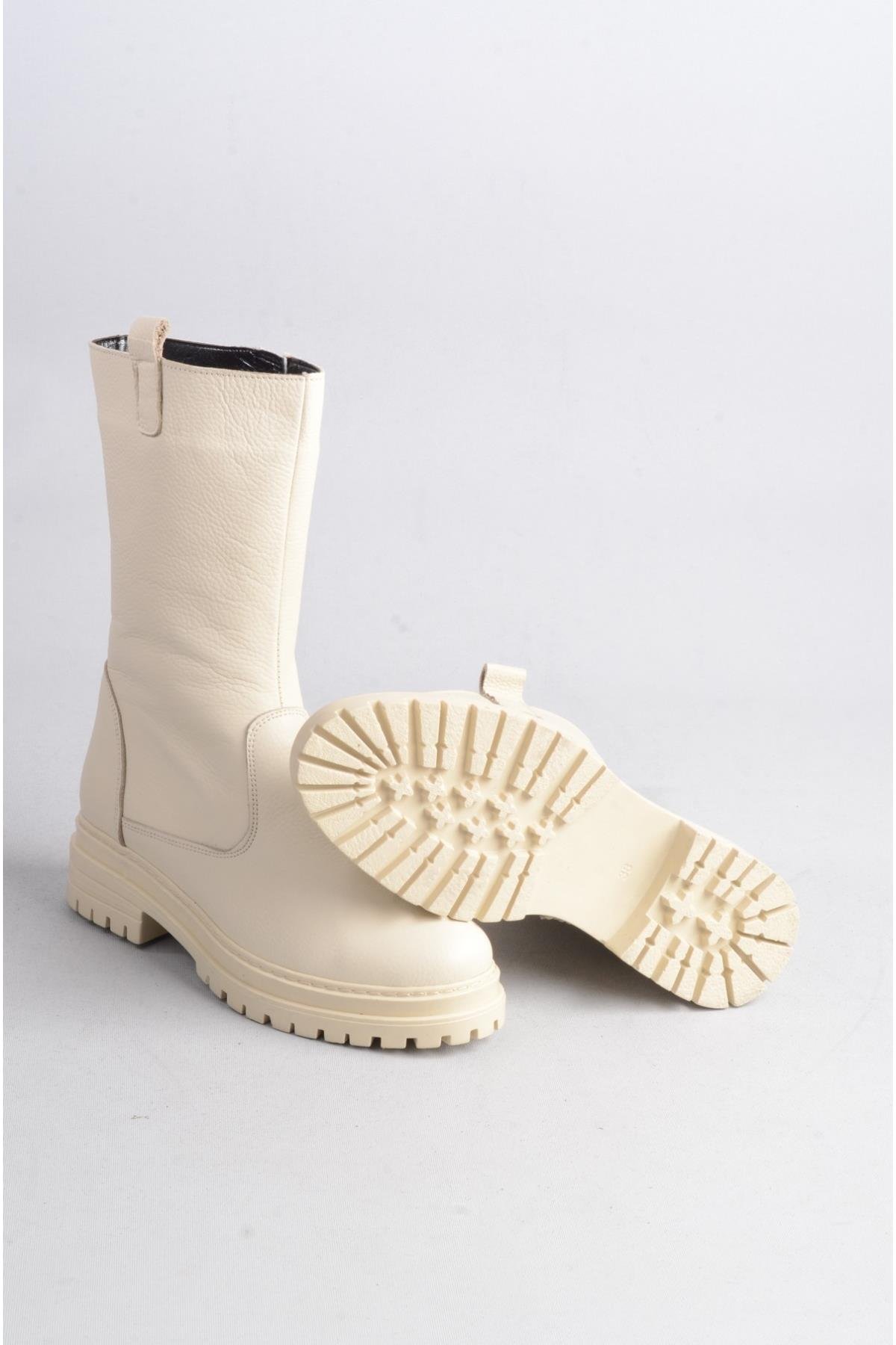 SEÇ 888 HAKİKİ DERİ KADIN BOT BEJ