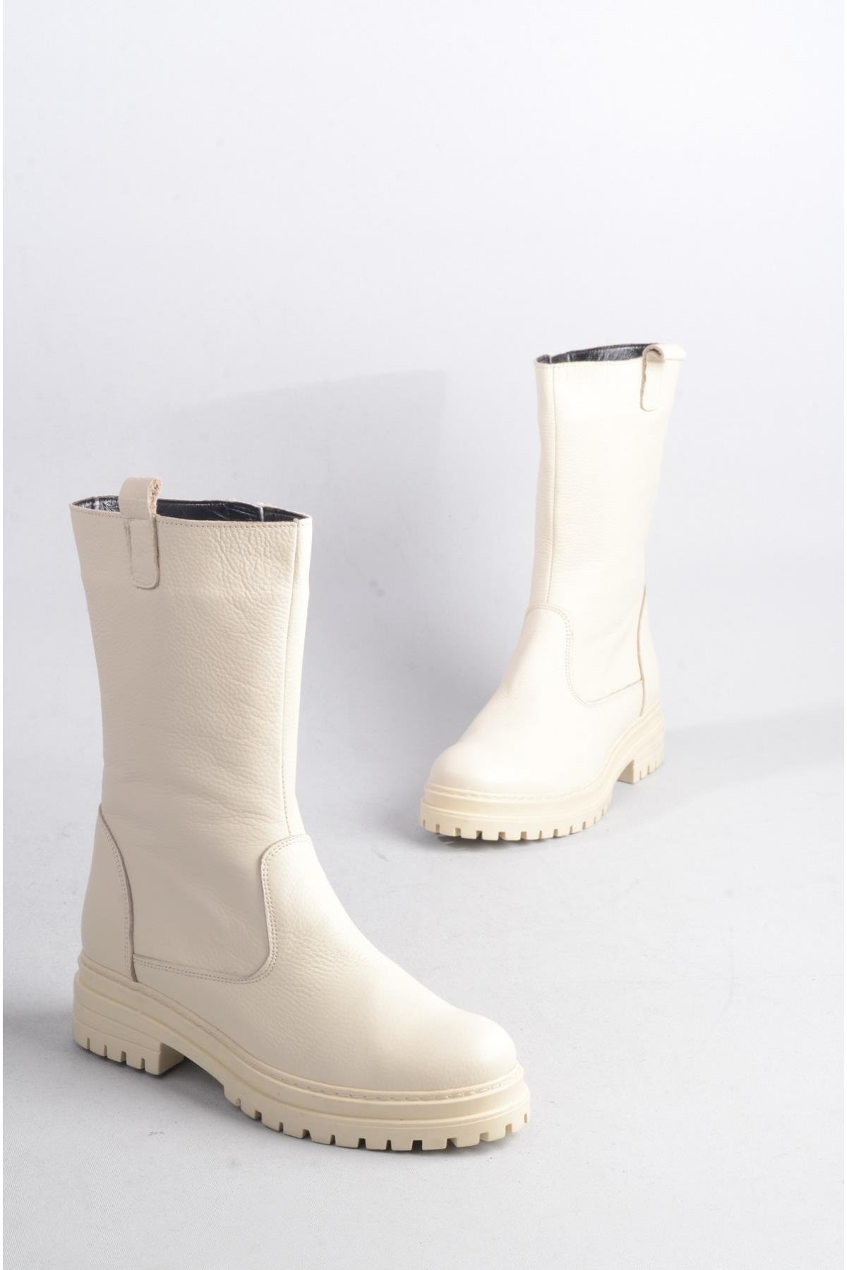 SEÇ 888 HAKİKİ DERİ KADIN BOT BEJ