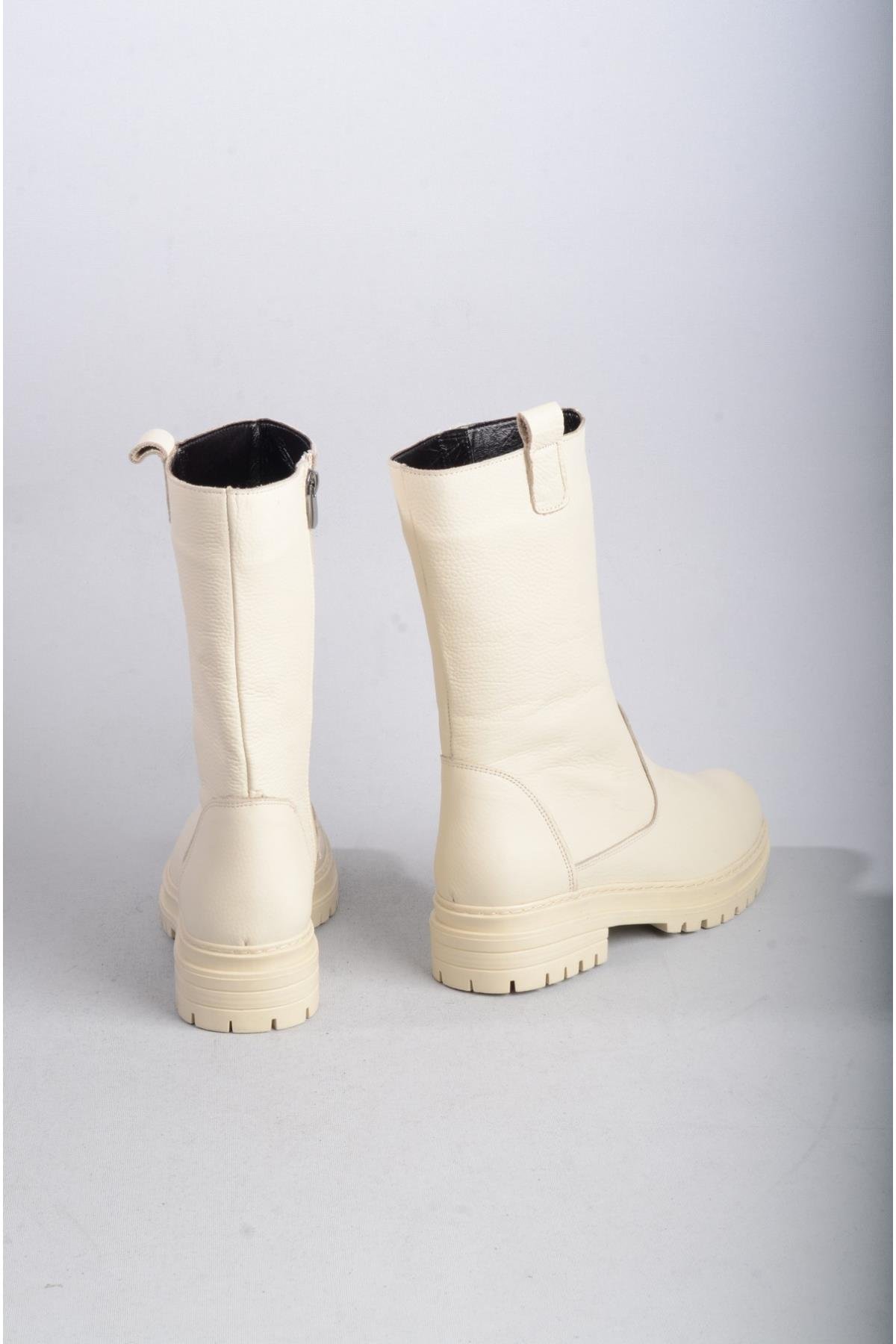 SEÇ 888 HAKİKİ DERİ KADIN BOT BEJ