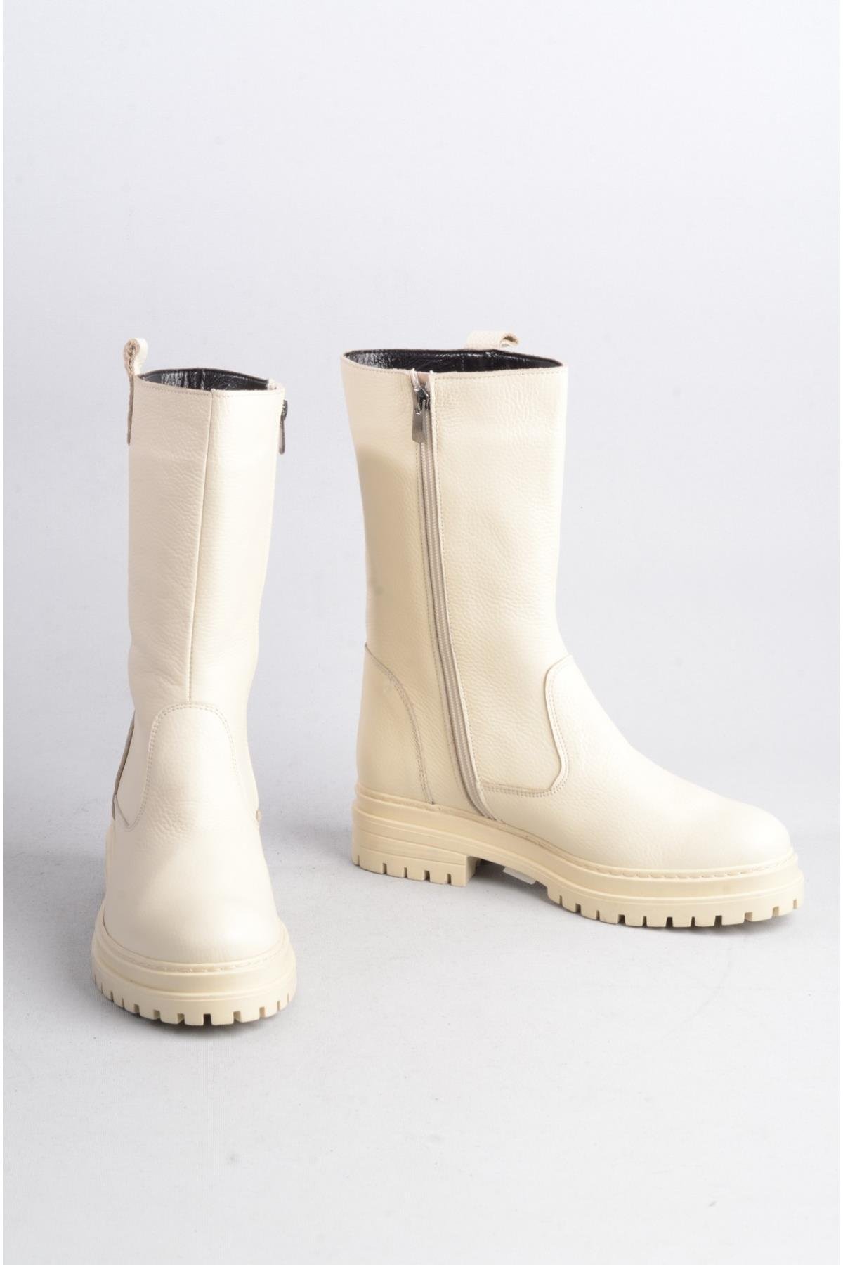 SEÇ 888 HAKİKİ DERİ KADIN BOT BEJ