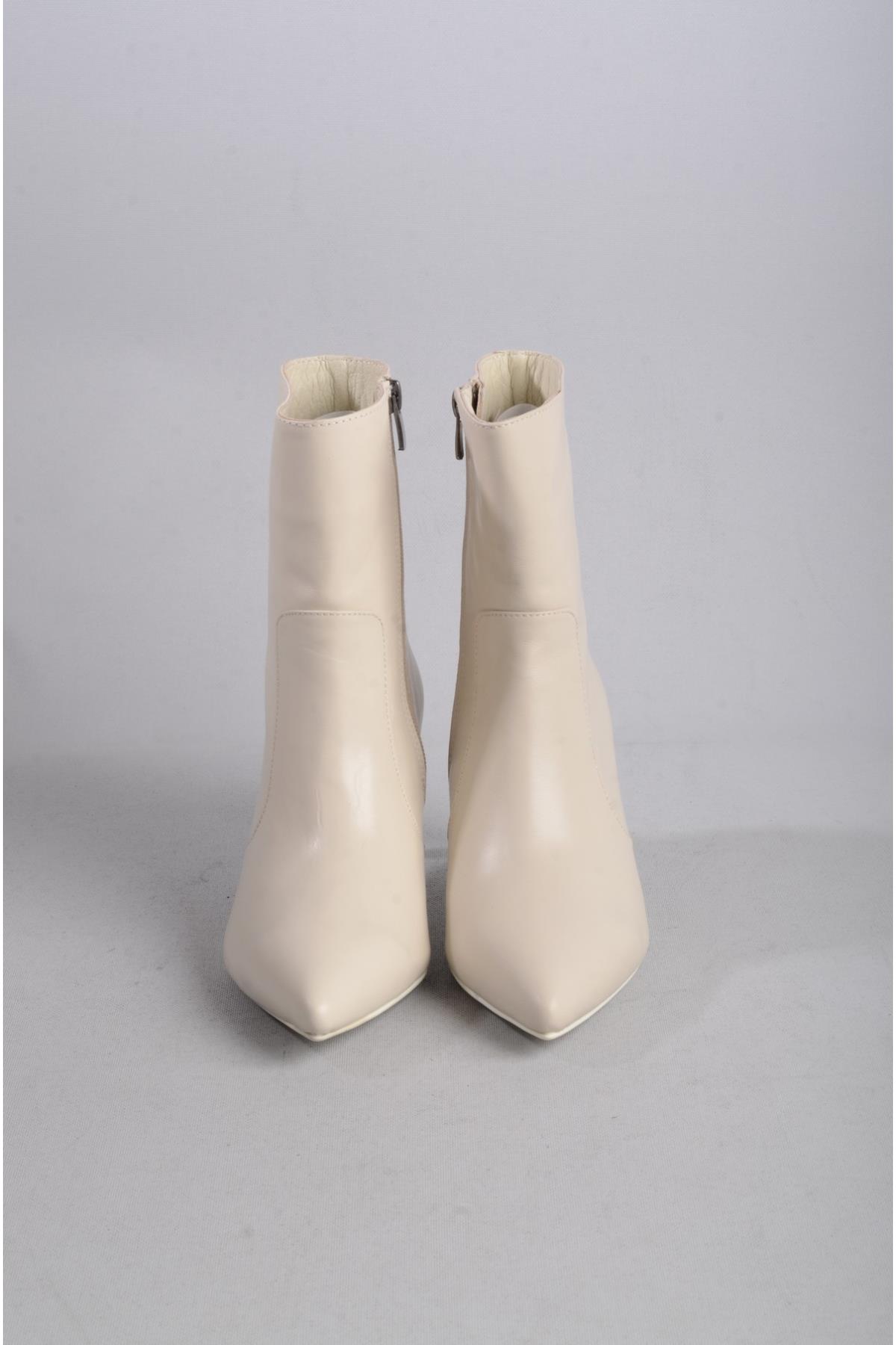 SEÇ 9912 HAKİKİ DERİ TOPUKLU KADIN BOT - 7 cm BEJ