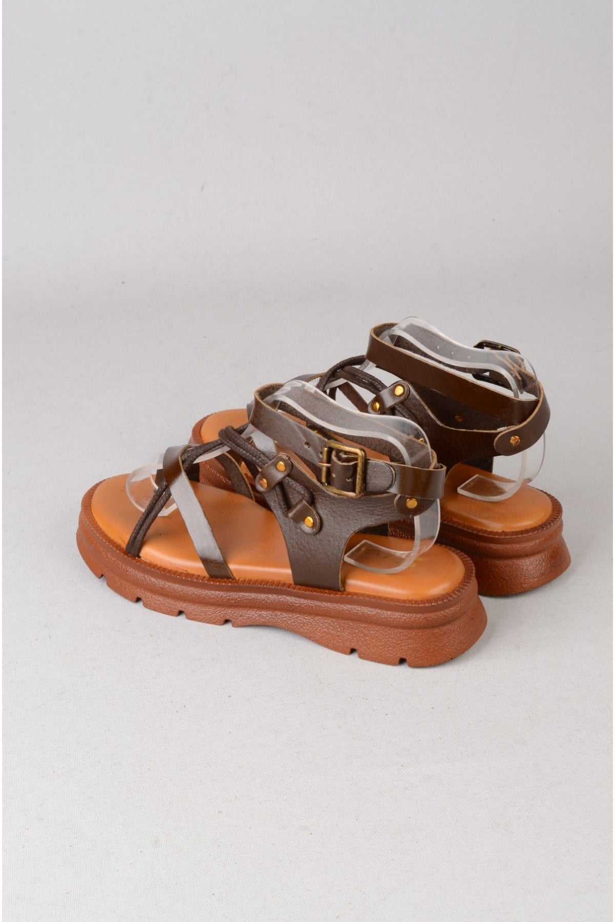 SEÇ C410 HAKİKİ DERİ PARMAK ARASI KADIN SANDALET (Taban:3,5 cm) KOYU KAHVE