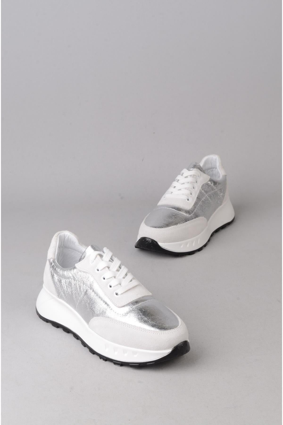 SEÇ K1160 HAKİKİ DERİ CASUAL KADIN AYAKKABI GÜMÜŞ