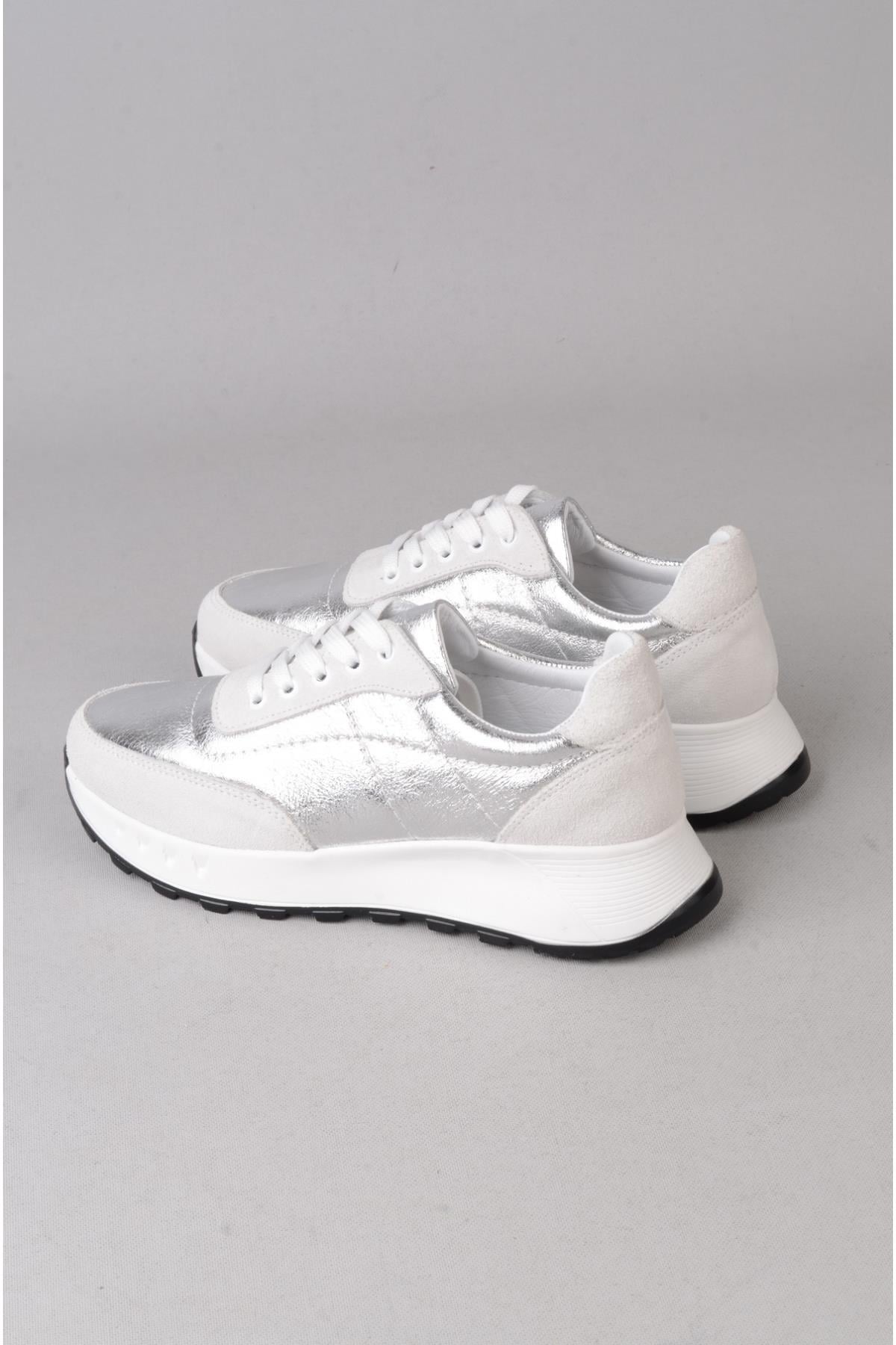 SEÇ K1160 HAKİKİ DERİ CASUAL KADIN AYAKKABI GÜMÜŞ