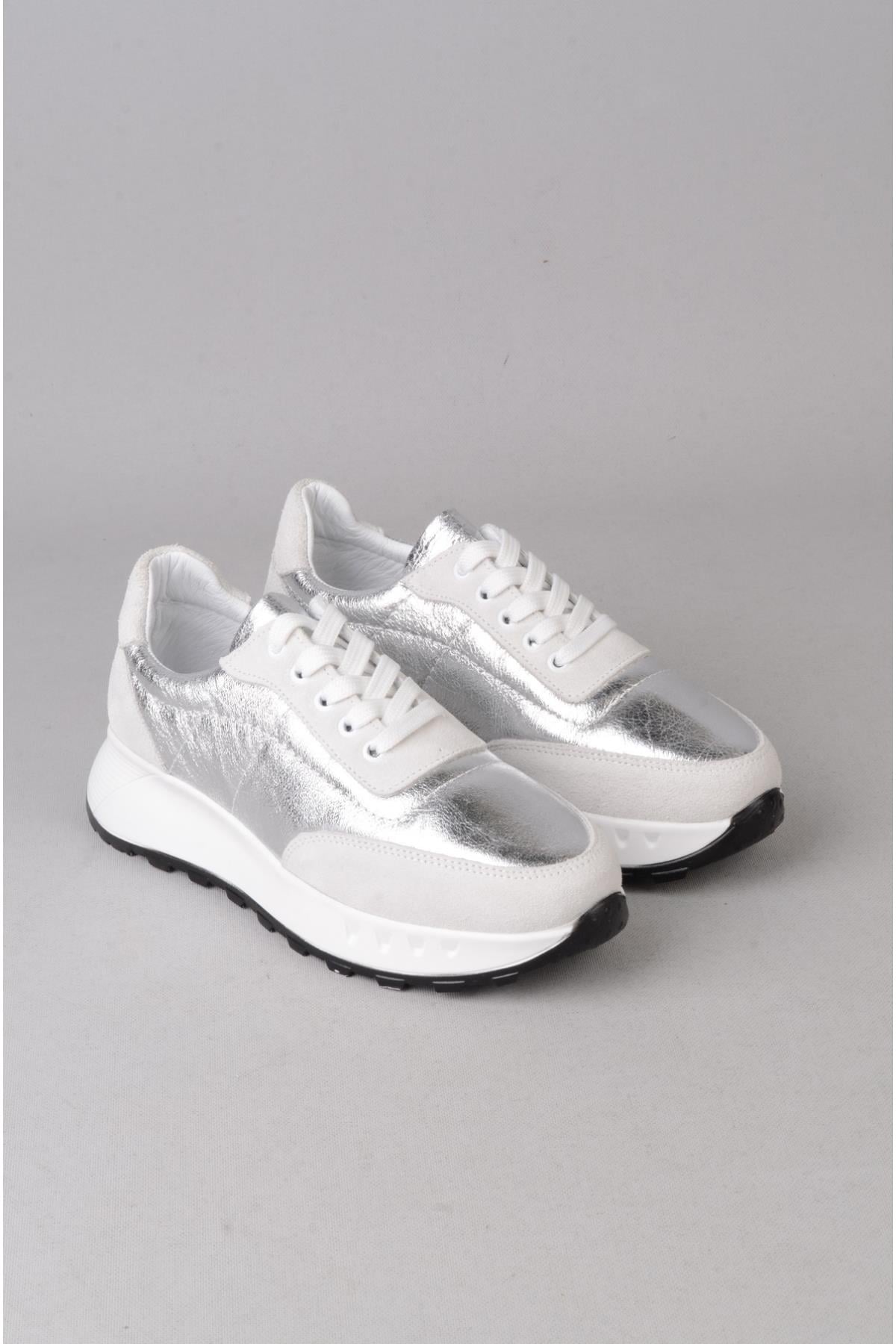 SEÇ K1160 HAKİKİ DERİ CASUAL KADIN AYAKKABI GÜMÜŞ
