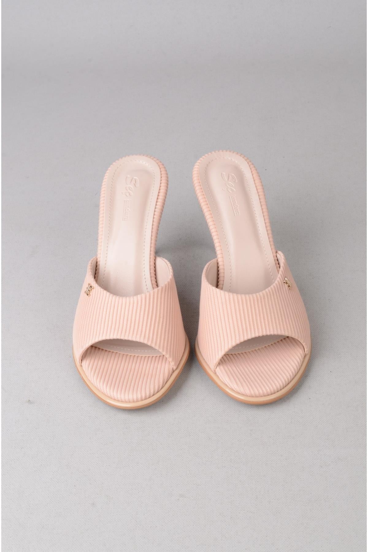 SEÇ S57 TOPUKLU KADIN TERLİK (Topuk Boyu:9cm) BEJ