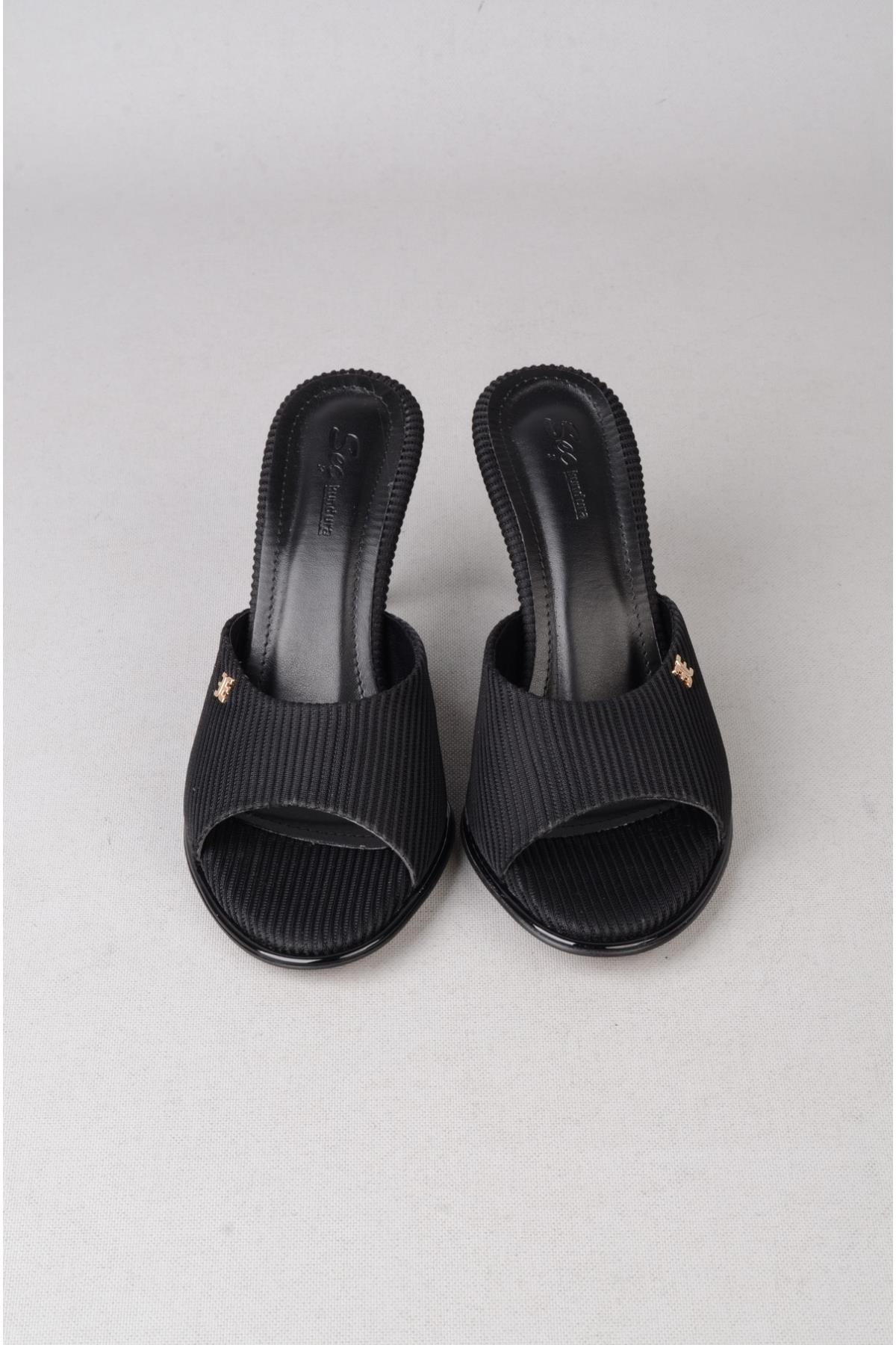 SEÇ S57 TOPUKLU KADIN TERLİK (Topuk Boyu:9cm) SİYAH