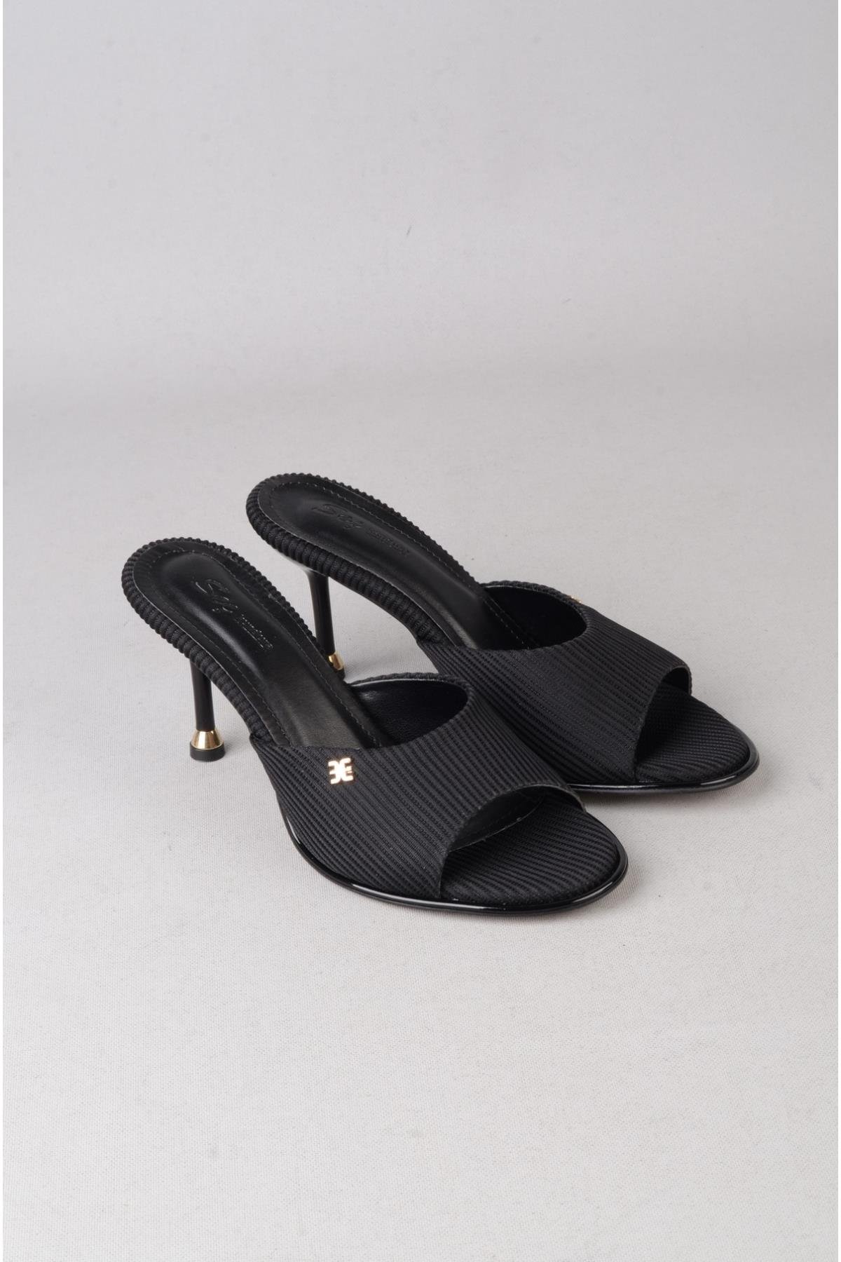 SEÇ S57 TOPUKLU KADIN TERLİK (Topuk Boyu:9cm) SİYAH