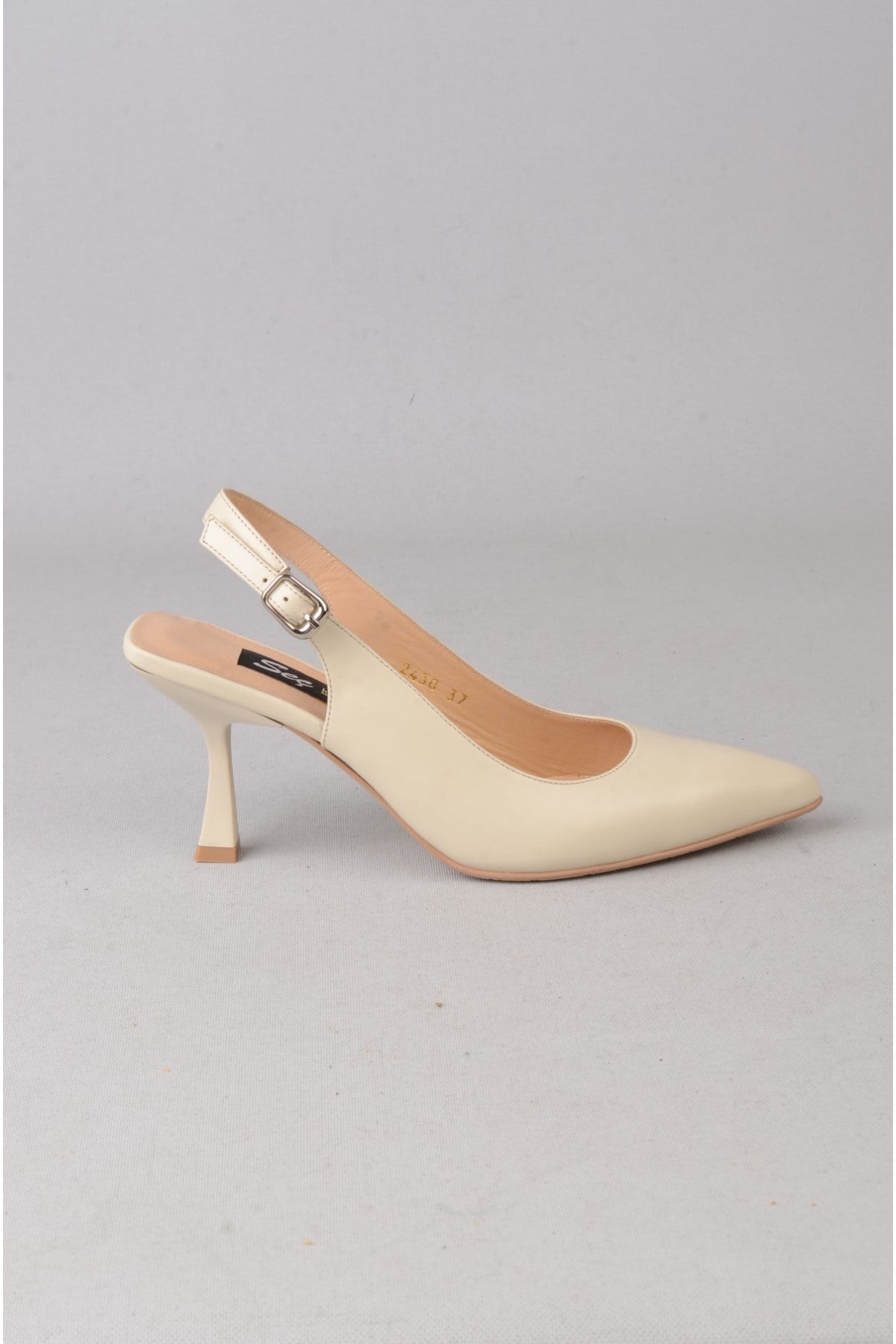 SEÇ V2430 HAKİKİ DERİ TOPUKLU AYAKKABI (Topuk Boyu:8 cm) BEJ