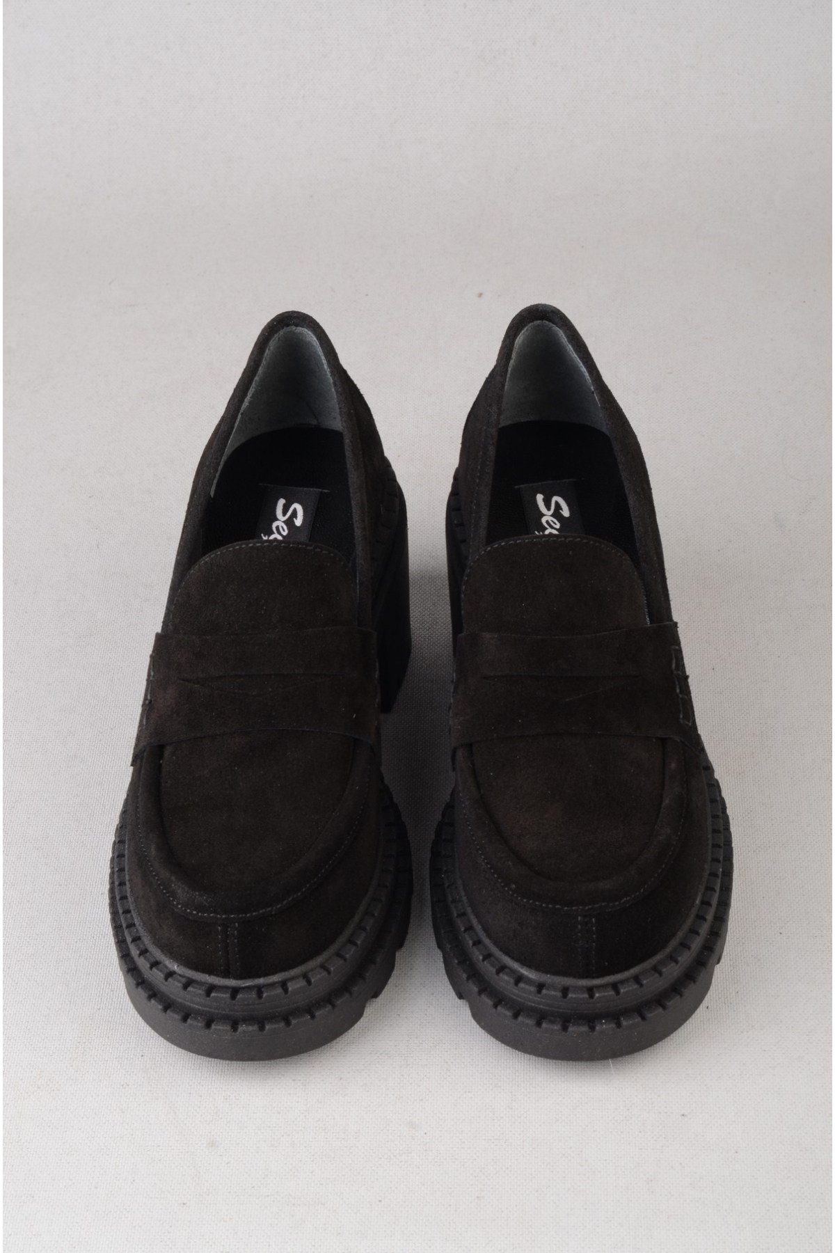 SEÇ V2752 HAKİKİ DERİ KADIN TOPUKLU LOAFER (Topuk Boyu:7 cm) SİYAH SÜET