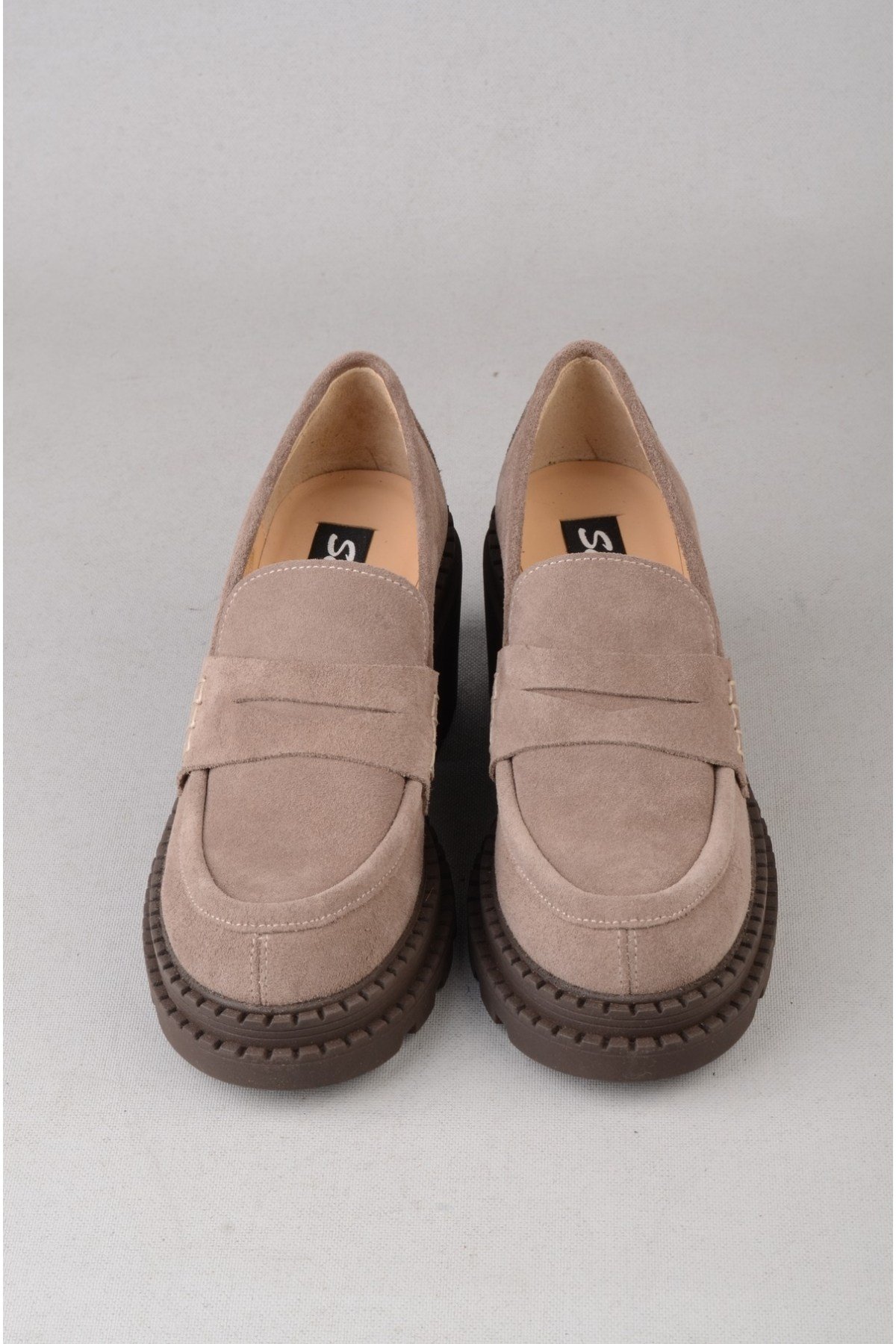 SEÇ V2752 HAKİKİ DERİ KADIN TOPUKLU LOAFER (Topuk Boyu:7 cm) VİZON SÜET