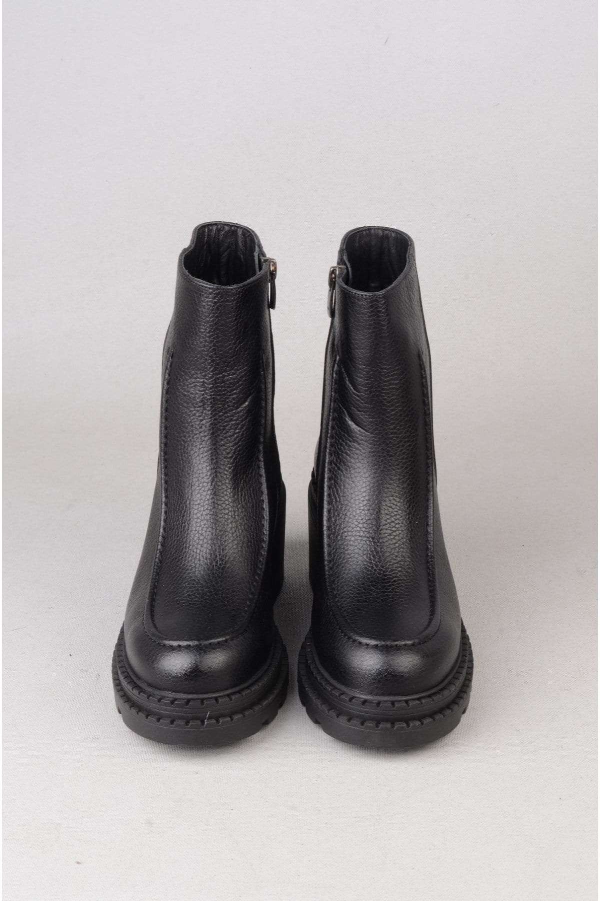 SEÇ V2754 HAKİKİ DERİ KADIN TOPUKLU BOT (Topuk Boyu:7 cm) SİYAH