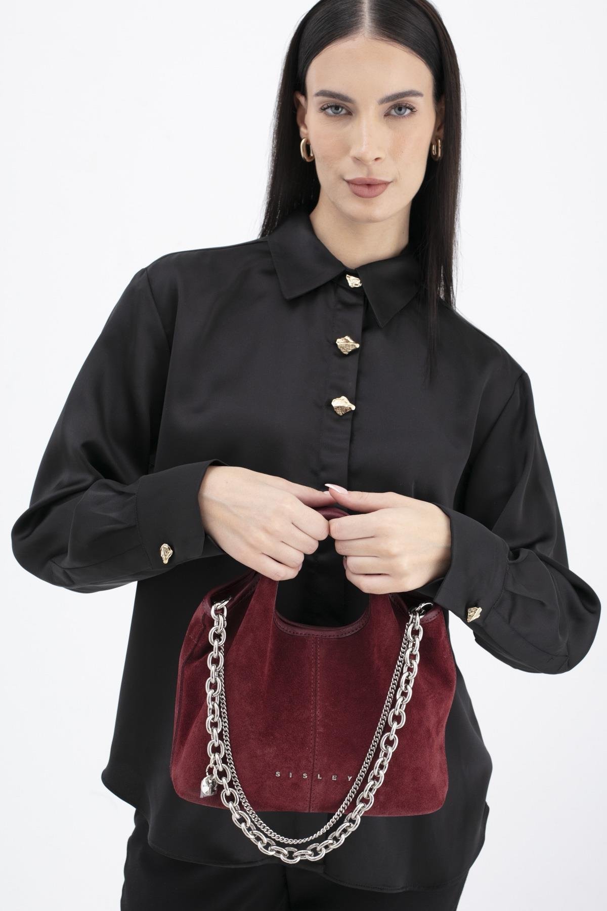 Sisley Zincir Askılı Kol Çantası  SLY299 BORDO