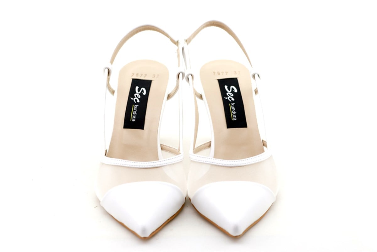 Şnk 7677 Stiletto Topuklu Ayakkabi Beyaz