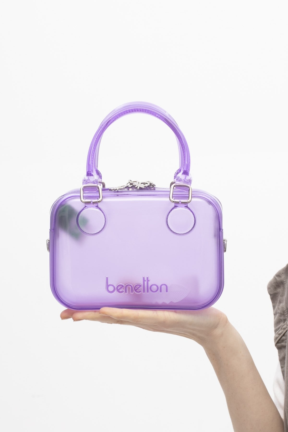 United Colors of Benetton BNT1706 Şeffaf Çapraz Çanta MÜRDÜM
