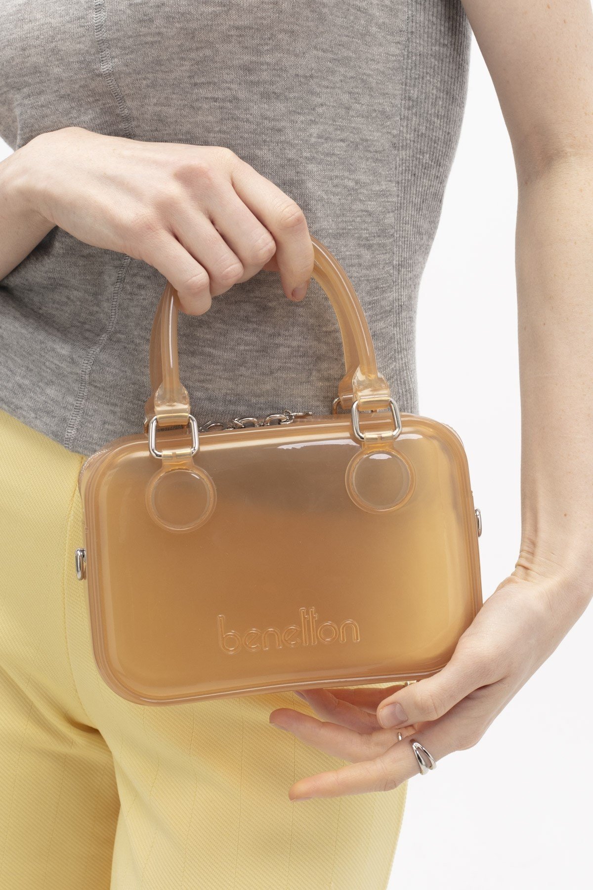 United Colors of Benetton BNT1706 Şeffaf Çapraz Çanta CAMEL