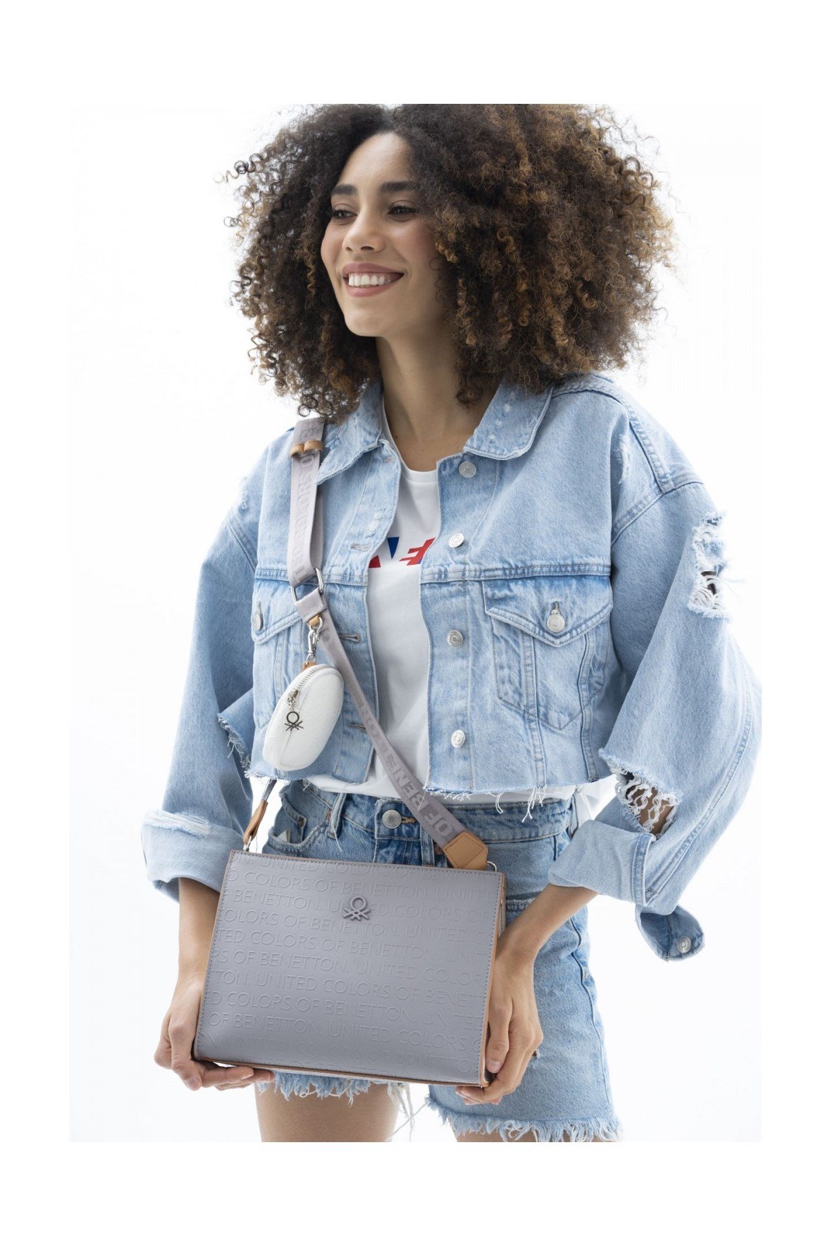 United Colors Of Benetton Bnt462 Çapraz Çanta Beyaz-Gri-A.camel