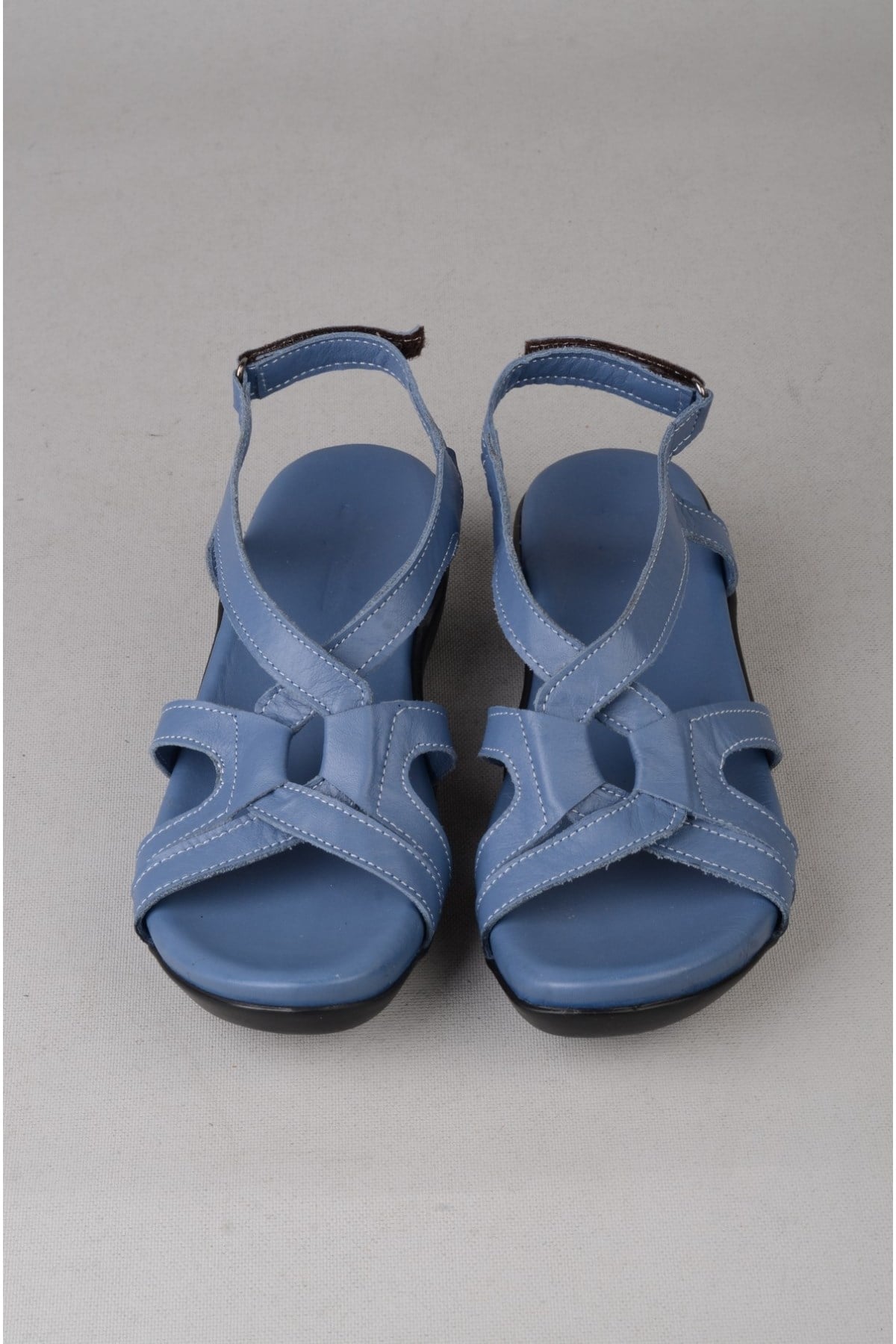 Zyn 9037 Hakiki Deri Kadin Anatomik Sandalet Mavi