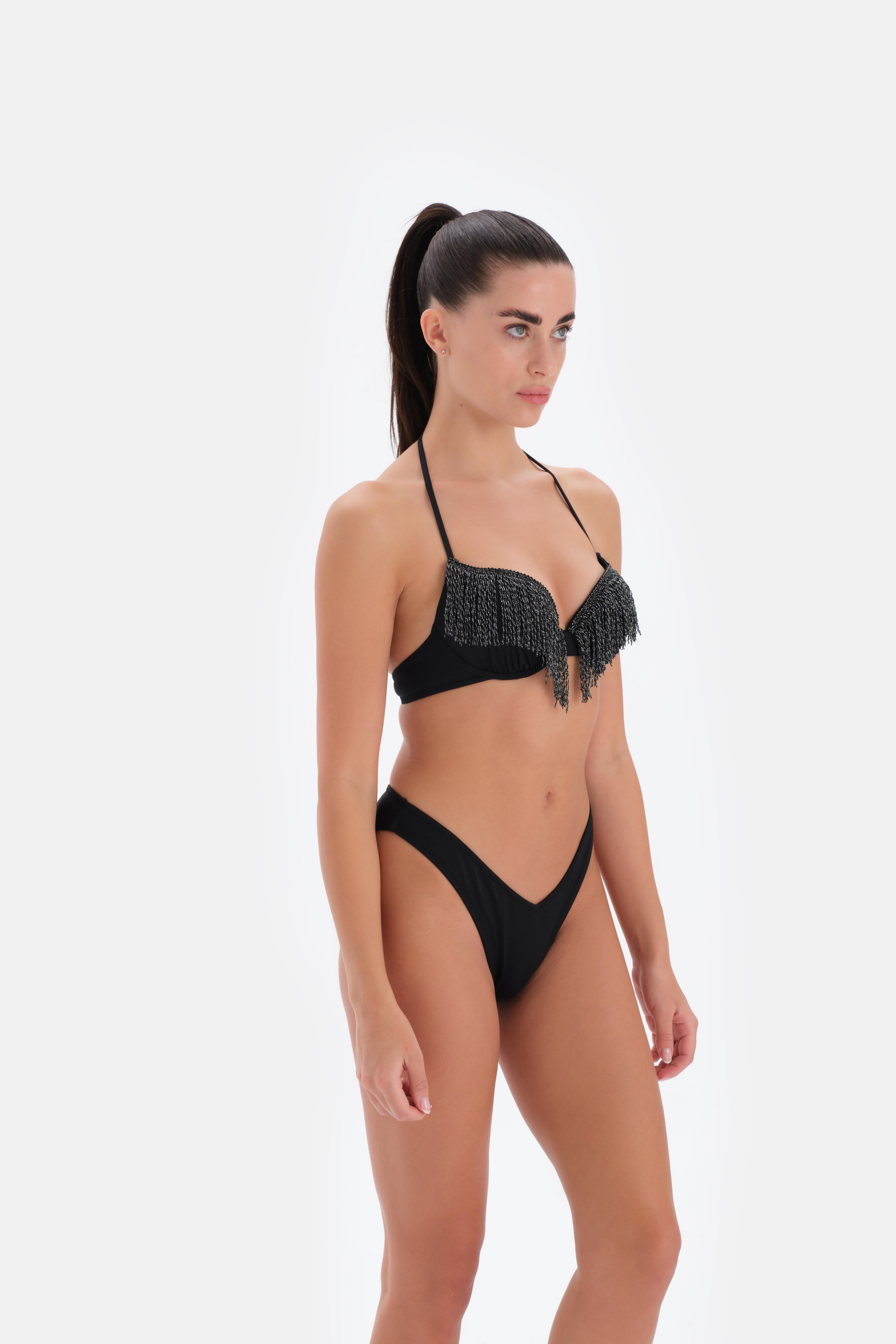 mayostoreErosKaplı Bikini ModelleriEros Püskül Detaylı Dolgulu Bikini Takımı Siyah 3332BK