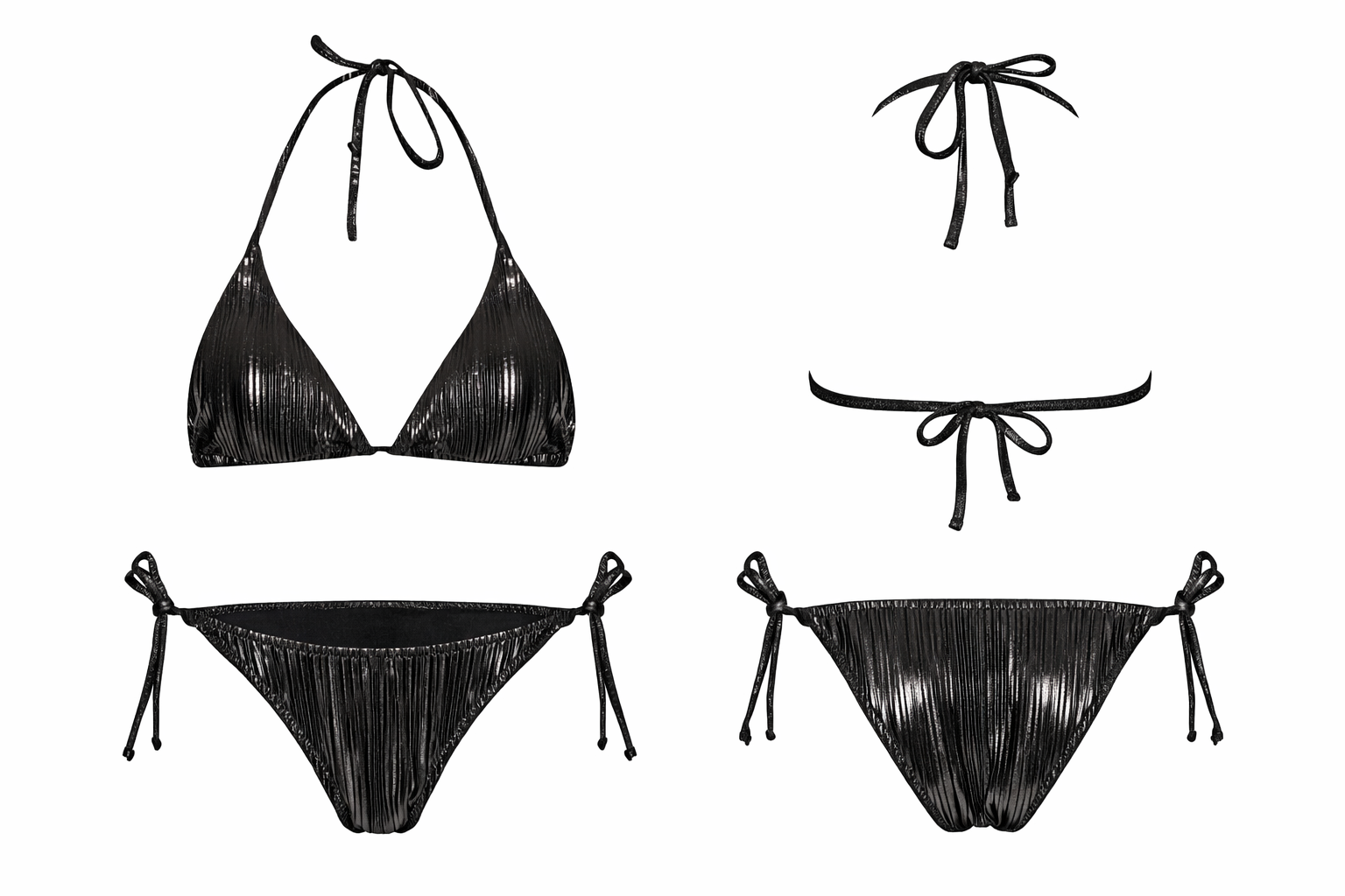 mayostoreaquellaÜçgen Bikini ModelleriAquella Akordiyon Üçgen Bikini Takımı Metalik Siyah 210-1145