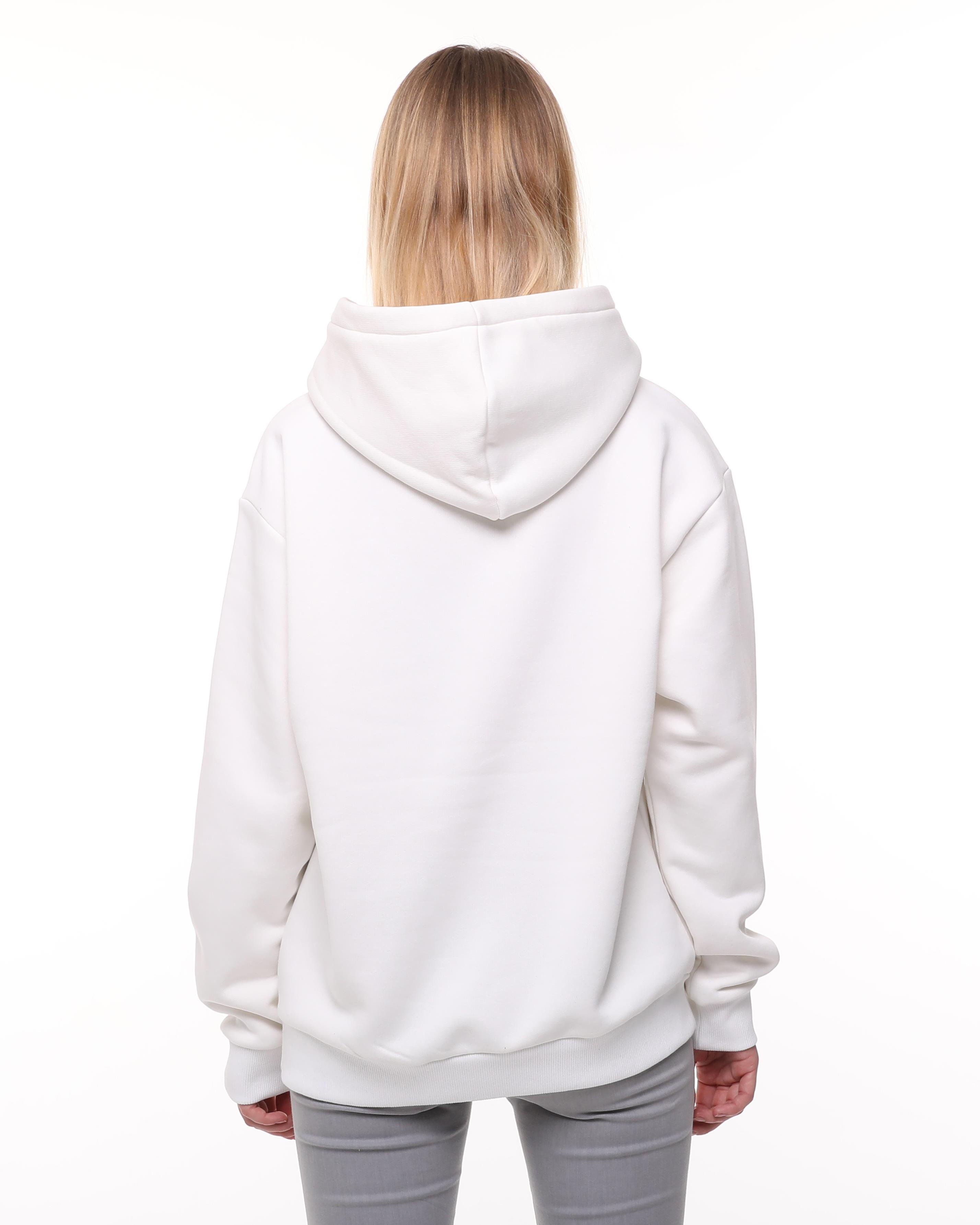 Beyaz Oversize Şardonlu Sweatshirt
