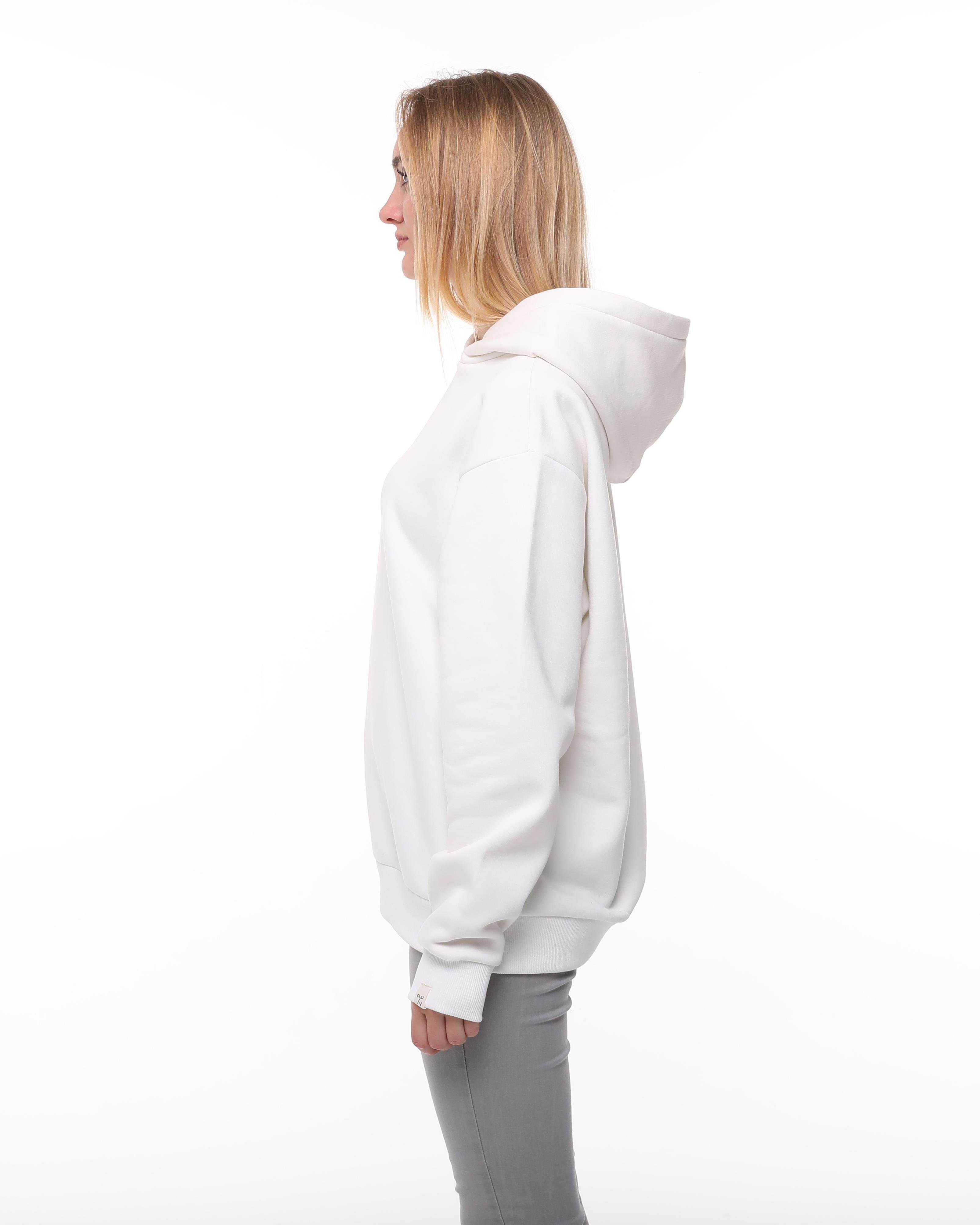 Beyaz Oversize Şardonlu Sweatshirt