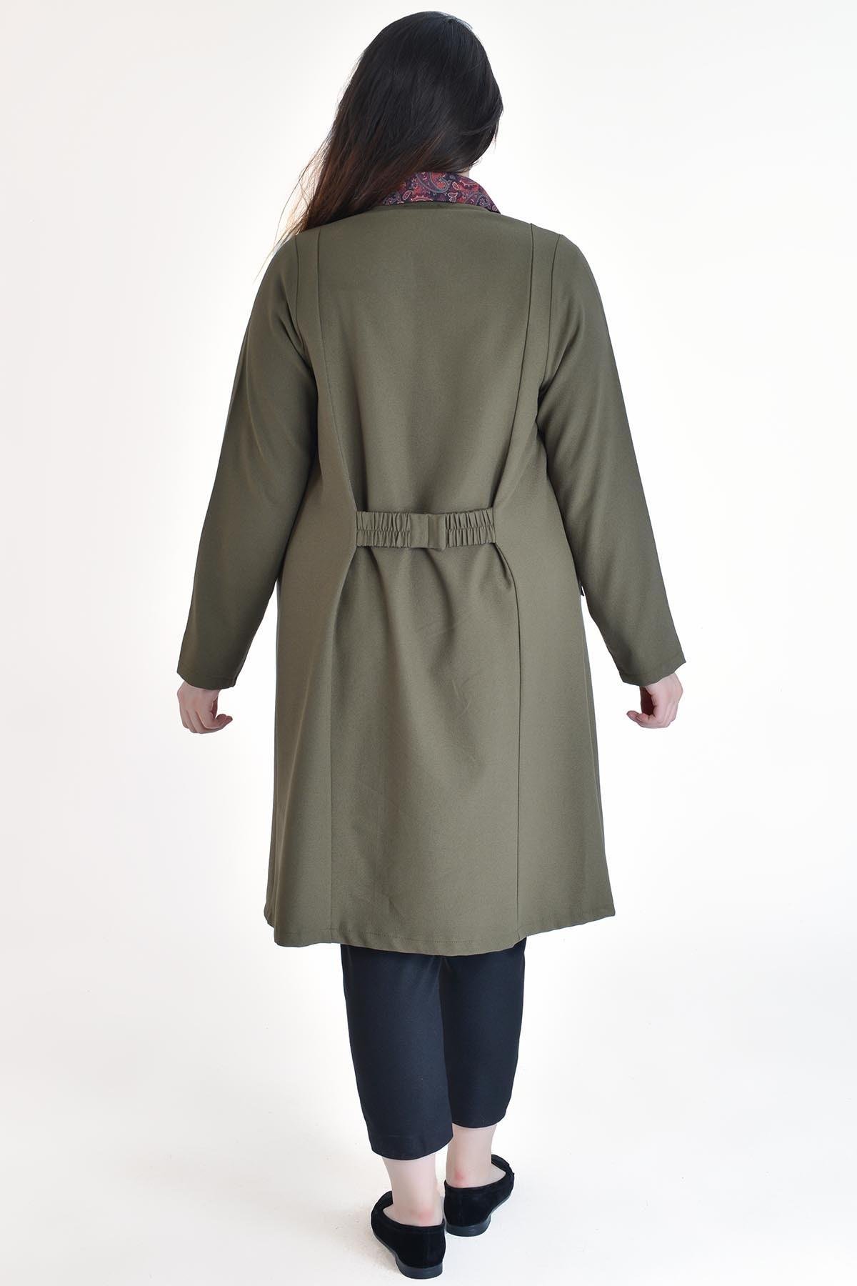 Haki Dokuma Büyük Beden Hırka