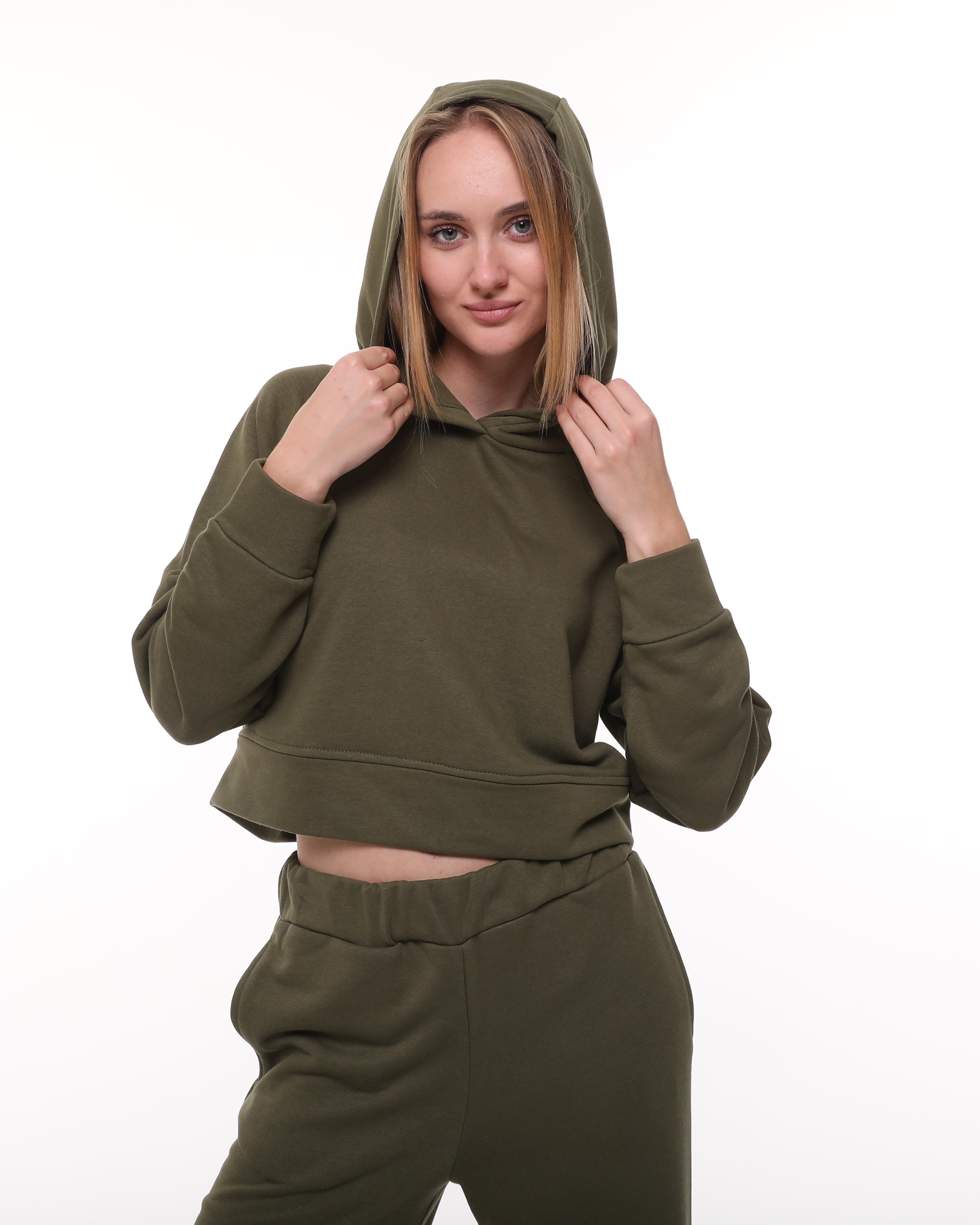 Haki Reglan Kol Crop Sweatshirt