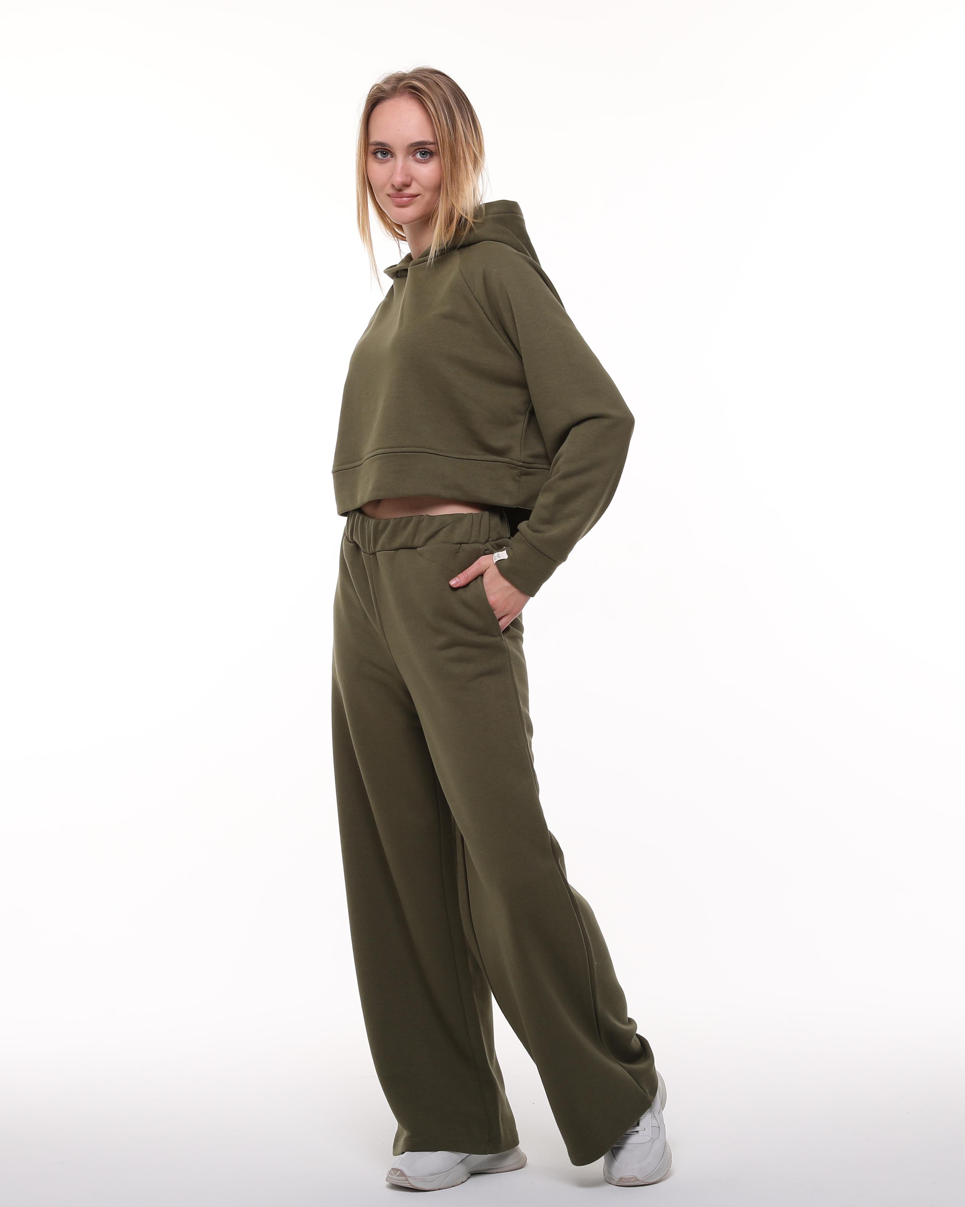 Haki Reglan Kol Crop Sweatshirt