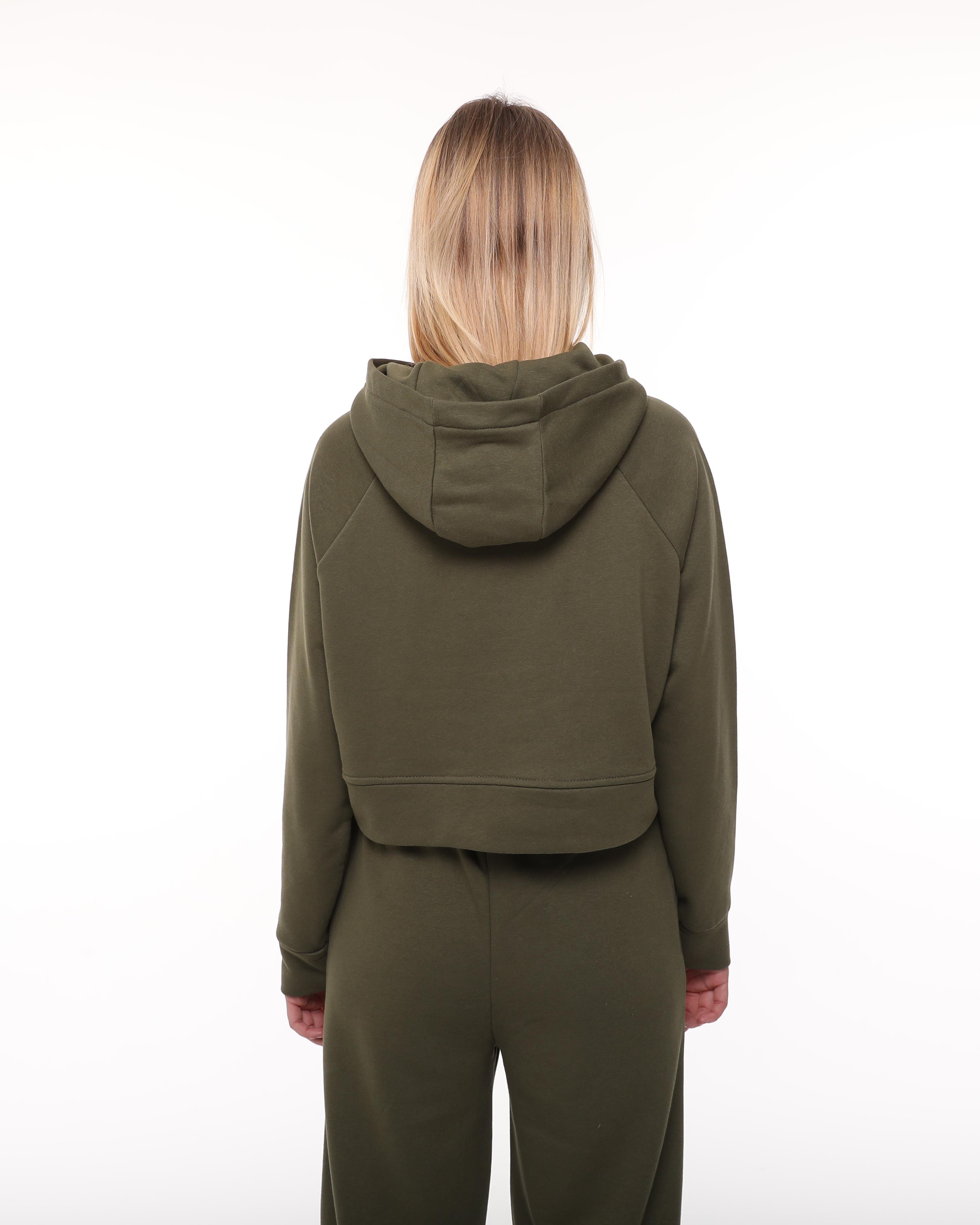 Haki Reglan Kol Crop Sweatshirt
