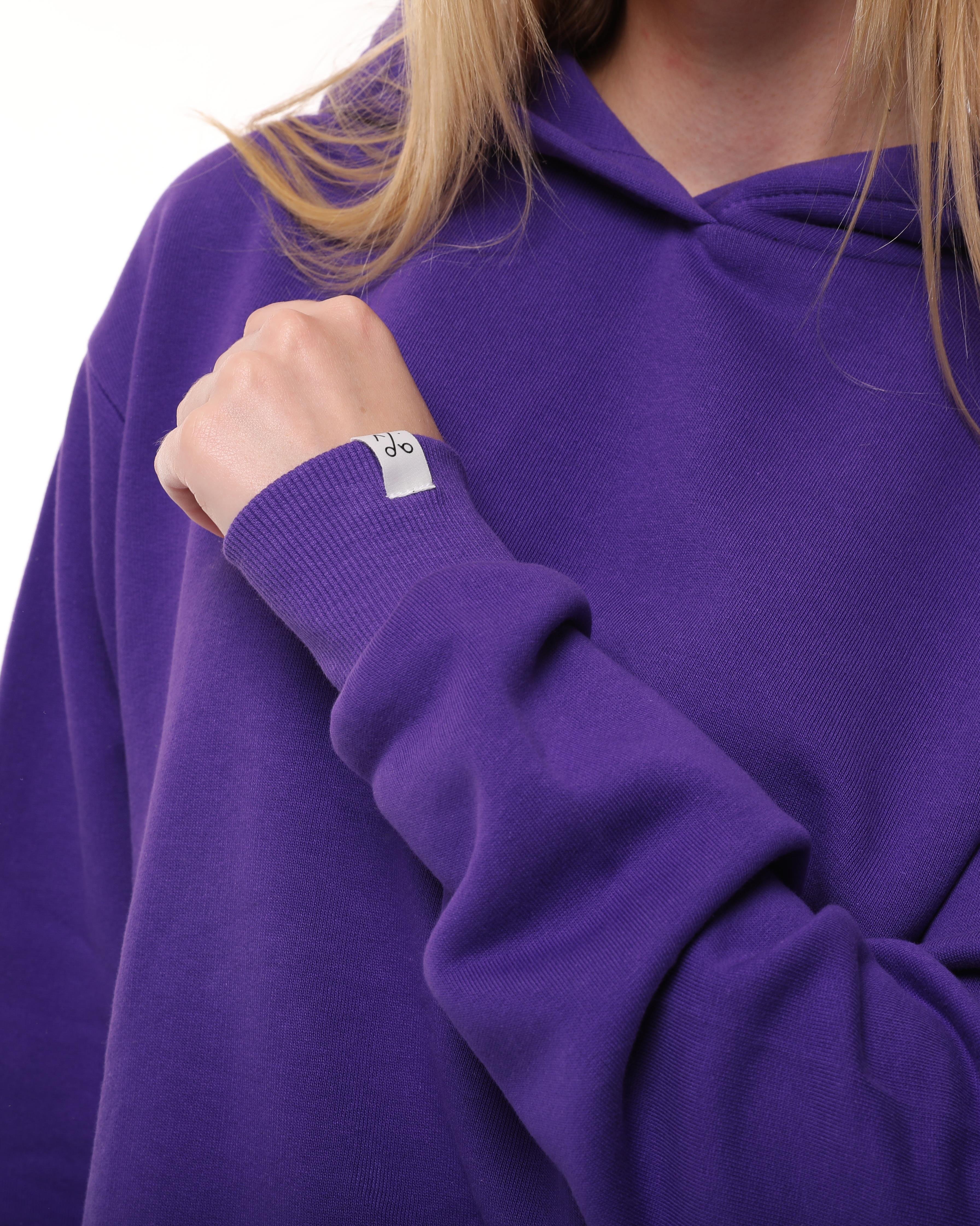 Mor Oversize Şardonlu Sweatshirt