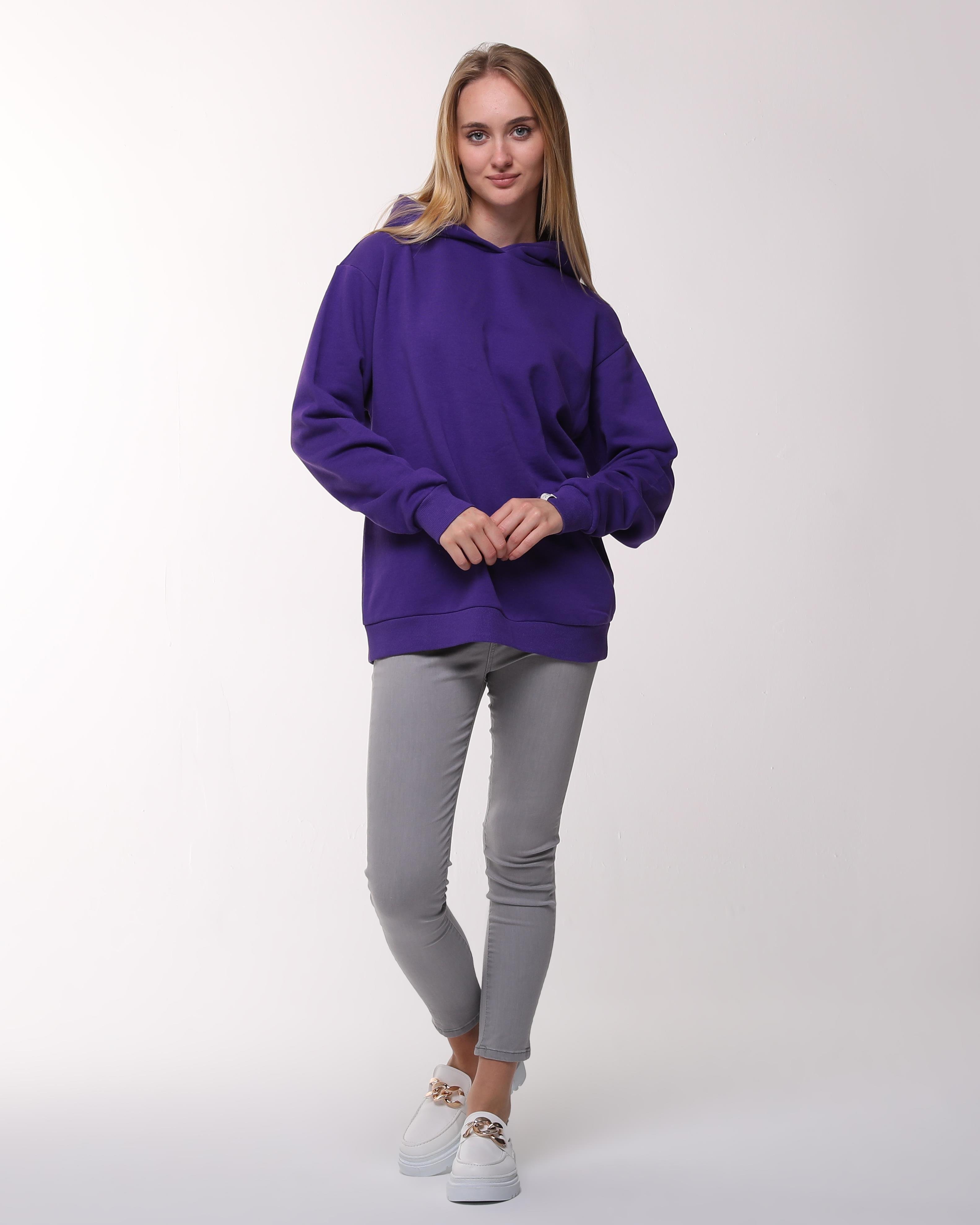 Mor Oversize Şardonlu Sweatshirt