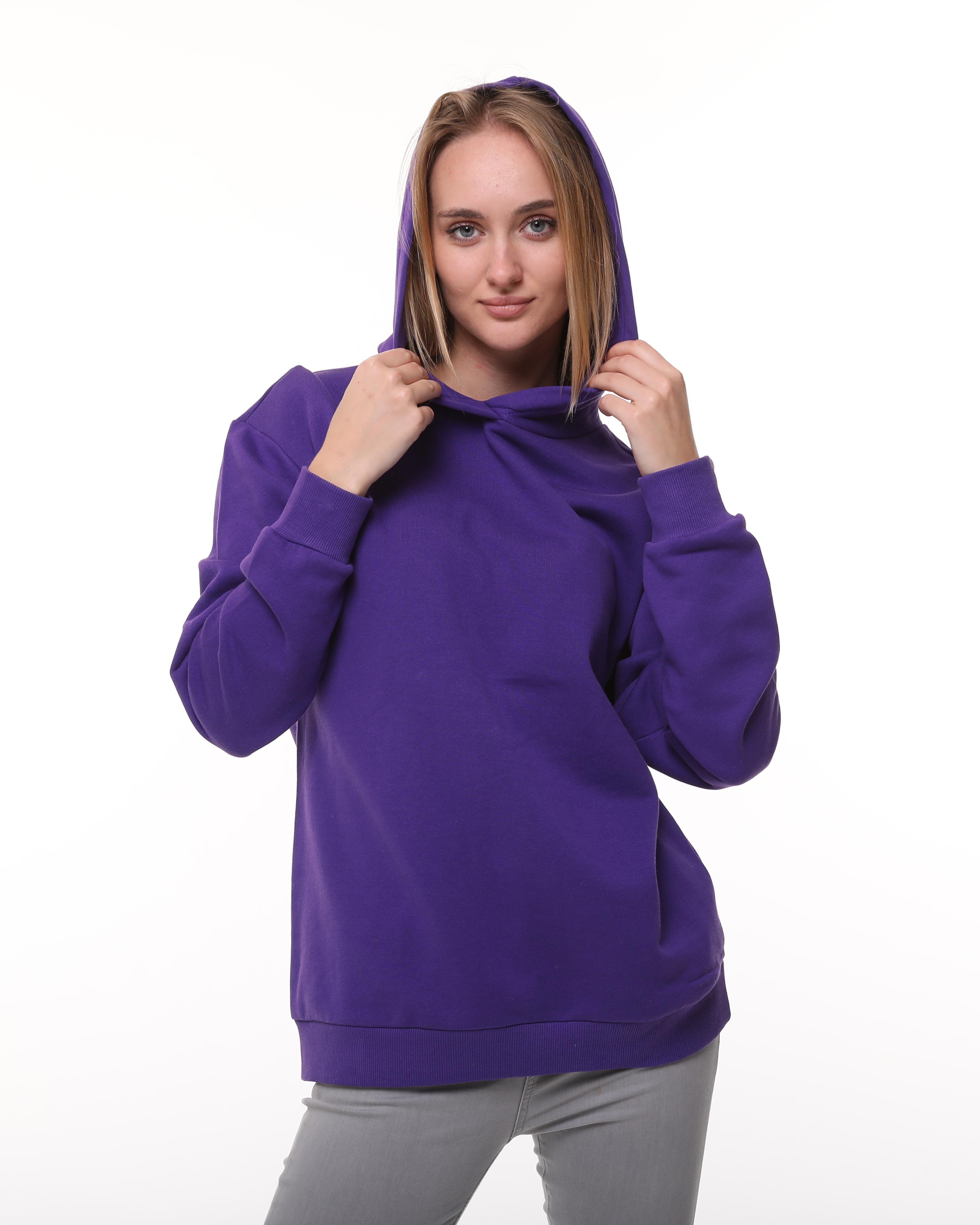 Mor Oversize Şardonlu Sweatshirt