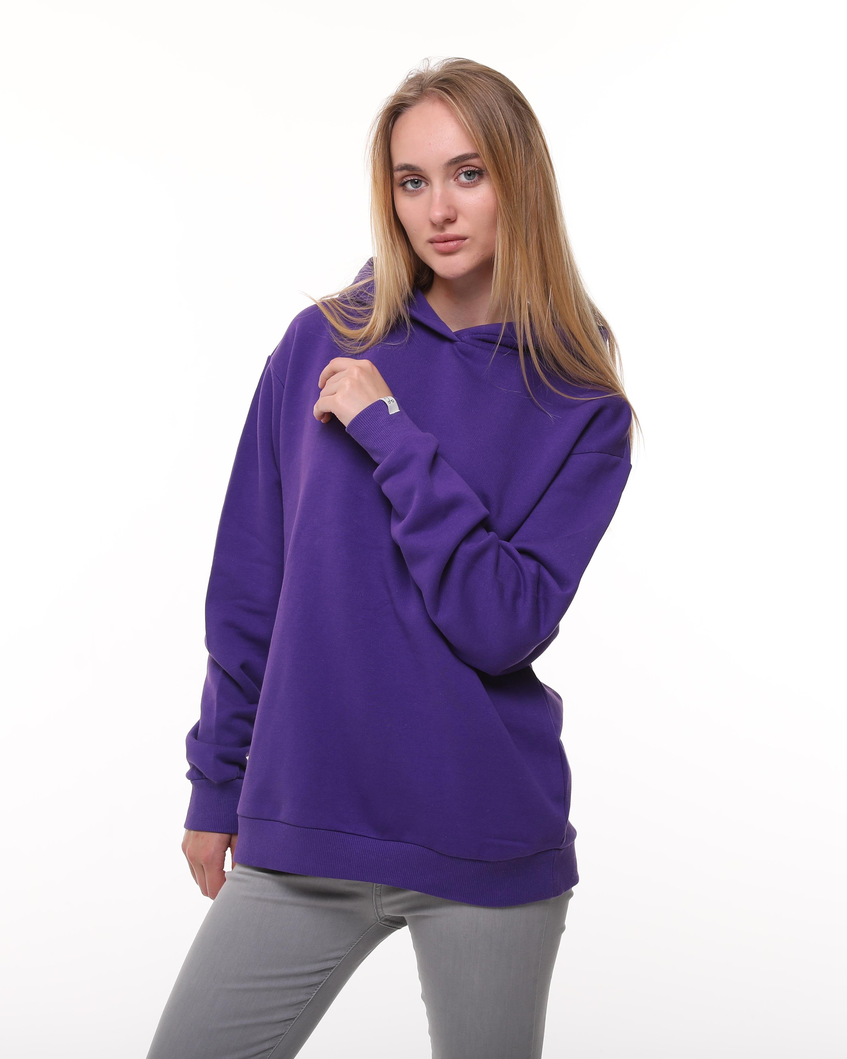 Mor Oversize Şardonlu Sweatshirt