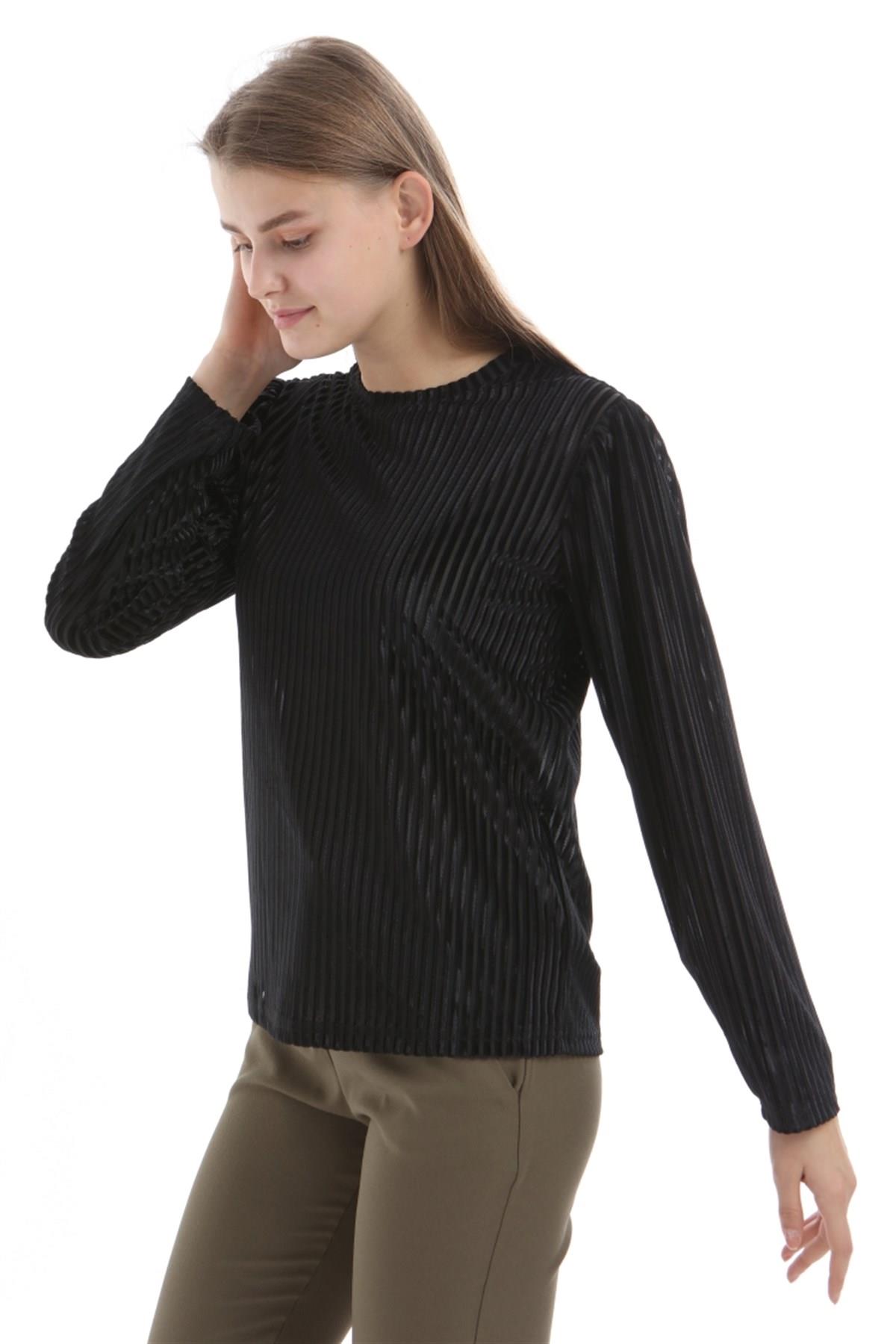 Siyah Kadife Sweatshirt